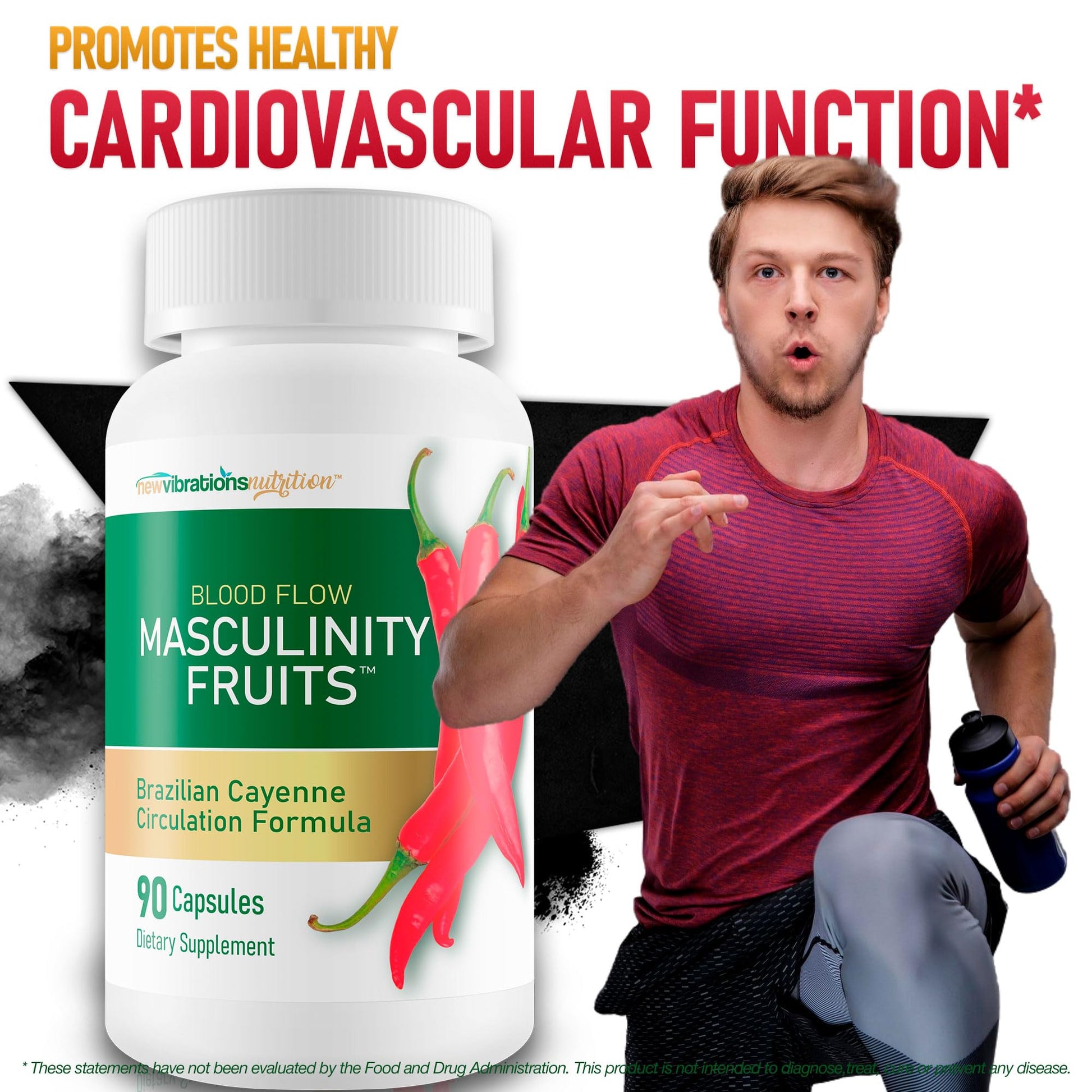Masculinity Fruits for Bloodflow - Our Best Brazilian Blood Circulation Supplements for Men - Boost Blood Flow Circulation Supplement - Cayenne Pepper Pills Gingko Biloba Blood Flow Vitamins for Men New Vibrations Nutrition uk supplements