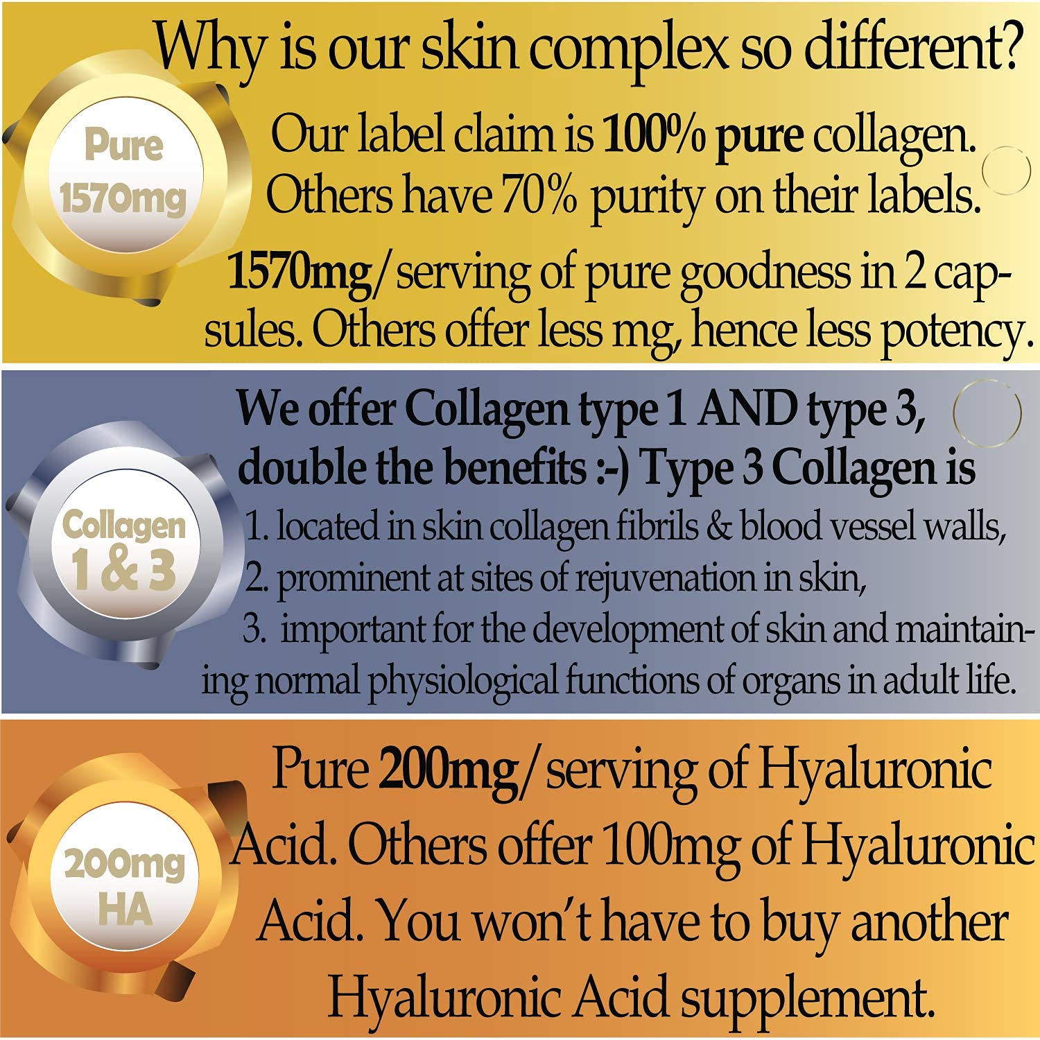 Marine Collagen Type 1&3 1000mg, Hyaluronic Acid 200mg/serving; Vitamin C, Zinc, Copper for Immune System Dietapplements uk supplements