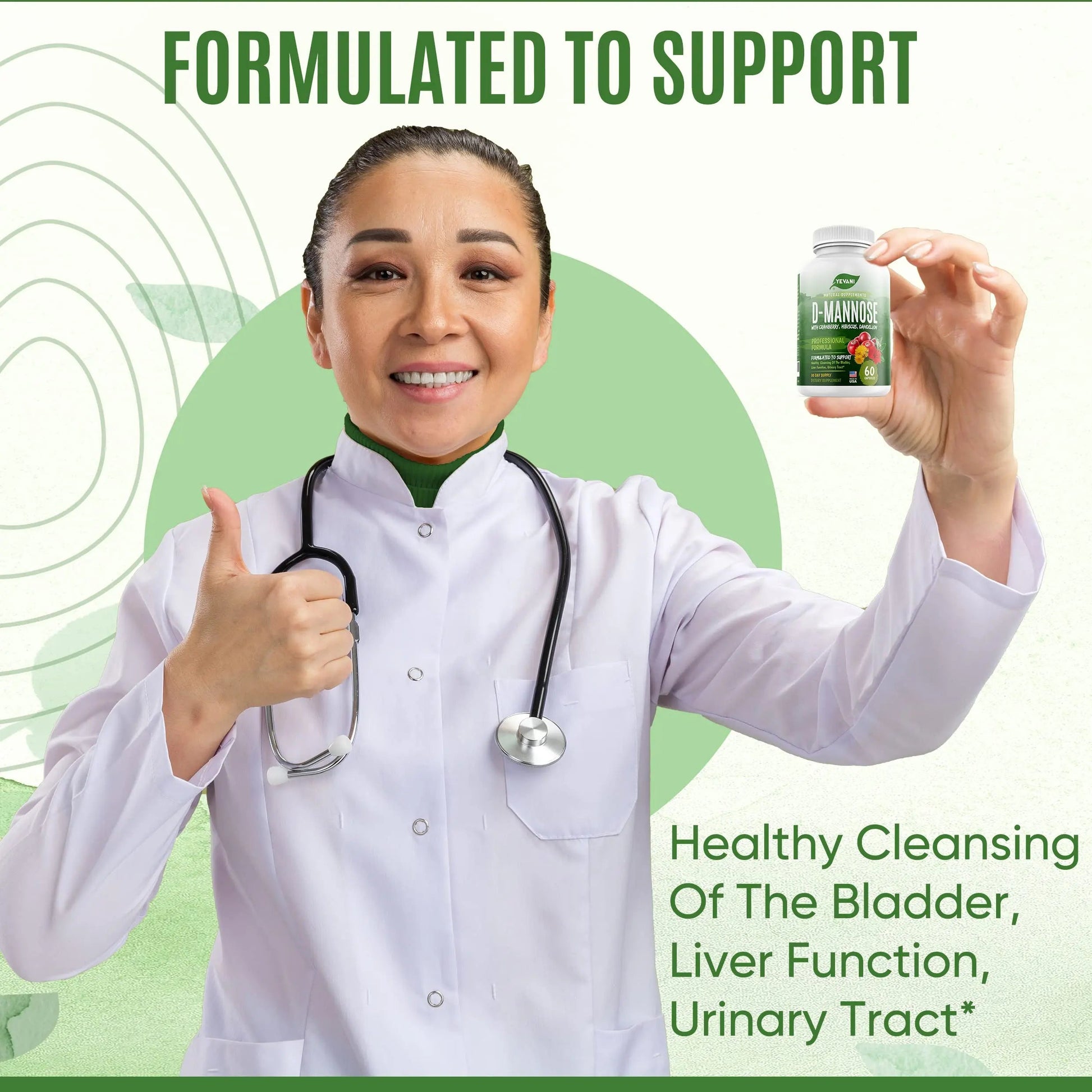 YEVANI 100% Pure D-Mannose Capsules 1000 mg with Cranberry, Hibiscus, and Dandelion Extract, Fast Acting Professional UTI Prevention Formula for Urinary Tract Health and Bladder Support YEVANI uk supplements