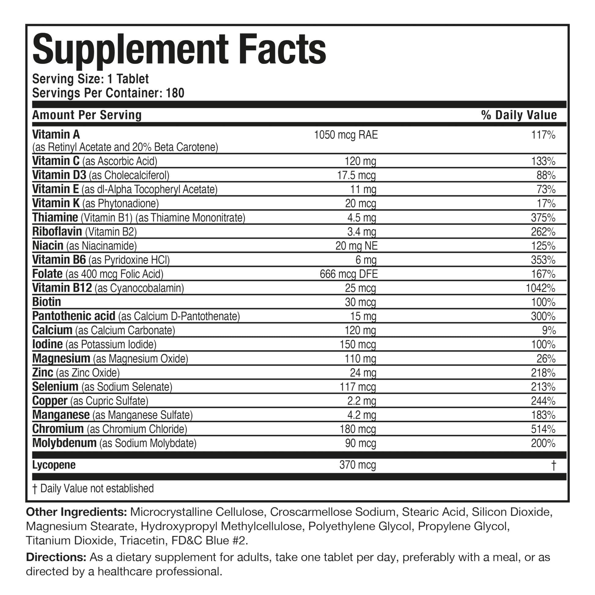 Bronson ONE Daily Mens 50+ Complete Multivitamin Multimineral, 180 Tablets Bronson uk supplements