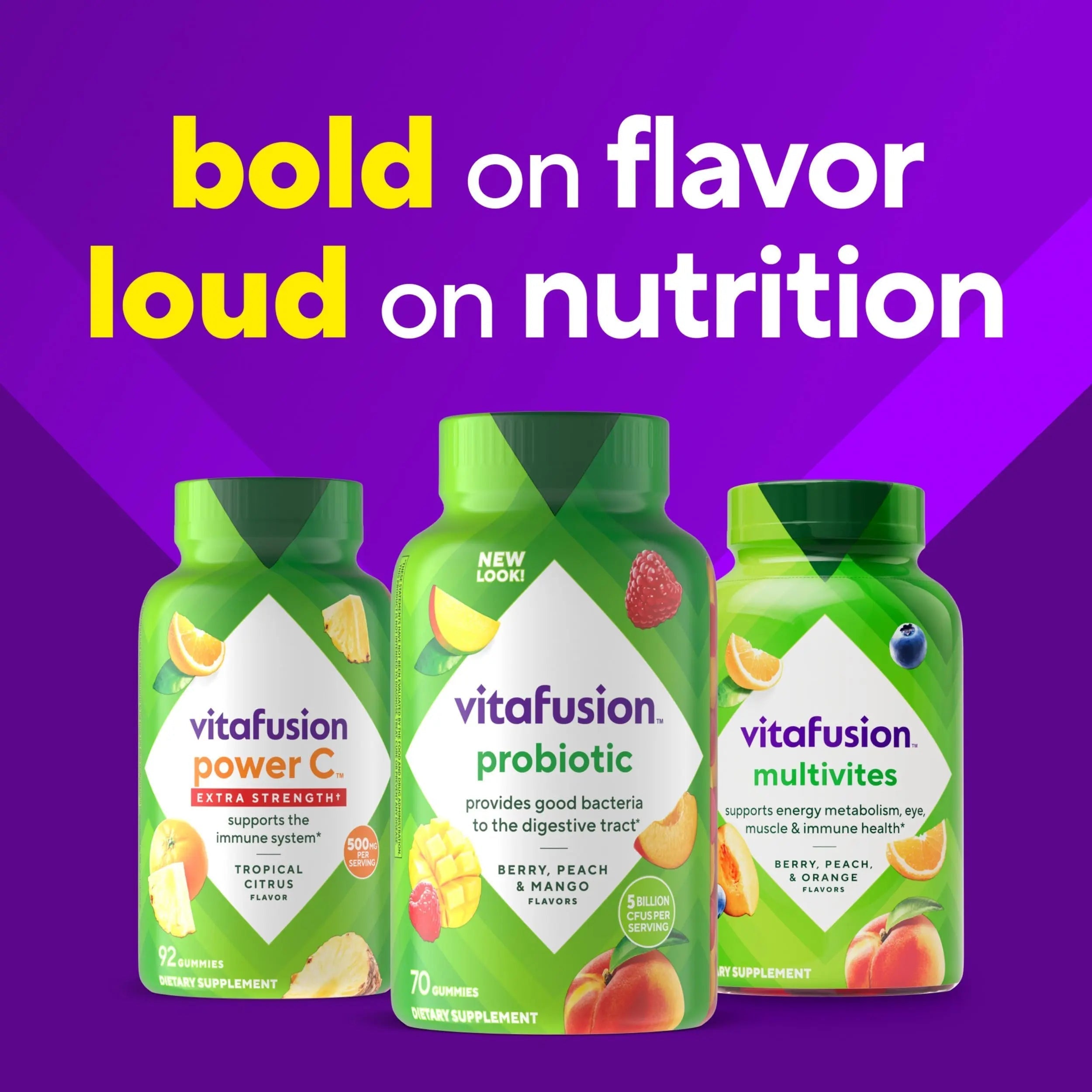 vitafusion Probiotic Gummy Supplements, Raspberry, Peach and Mango Flavors, Probiotic Nutritional Supplements With 5 Billion CFUs Vitafusion uk supplements