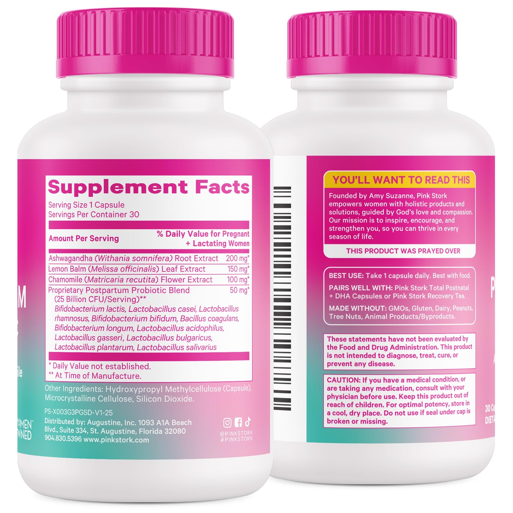 Pink Stork Probiotics for Postnatal Women - 30 Billion CFUS with Ashwagandha and Chamomile, Postpartum Essentials for Hormone Balance, Mood Support, Gut Health, Digestive Wellness, 30 Capsules Pink Stork uk supplements