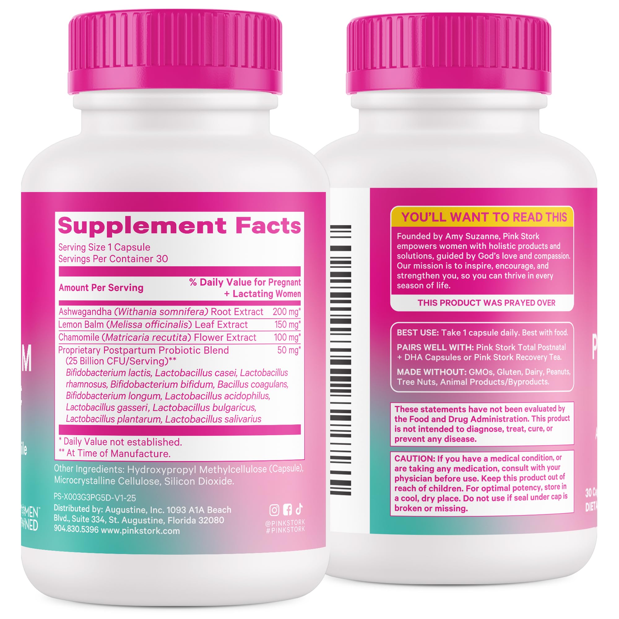 Pink Stork Probiotics for Postnatal Women - 30 Billion CFUS with Ashwagandha and Chamomile, Postpartum Essentials for Hormone Balance, Mood Support, Gut Health, Digestive Wellness, 30 Capsules Pink Stork uk supplements