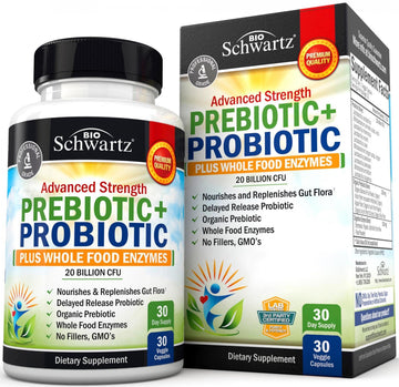 Probiotic & Prebiotic Digestive Health Capsules - 30ct, Gluten & Dairy Free, Non-GMO BioSchwartz uk supplements