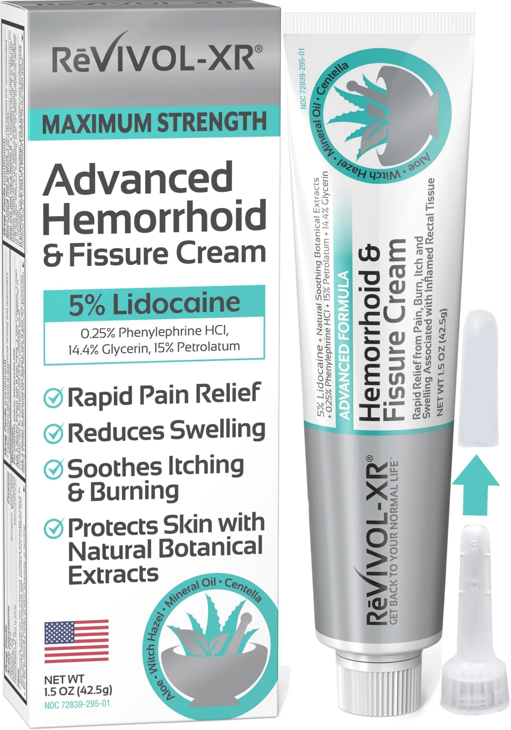 REVIVOL-XR Advanced Hemorrhoid Treatment. 5% Lidocaine + Shrinks + Protects Skin + Aloe + Witch Hazel + Botanicals, External & Internal Use. Most Complete OTC Ointment + Fissure Cream. Made in USA. REVIVOL-XR uk supplements