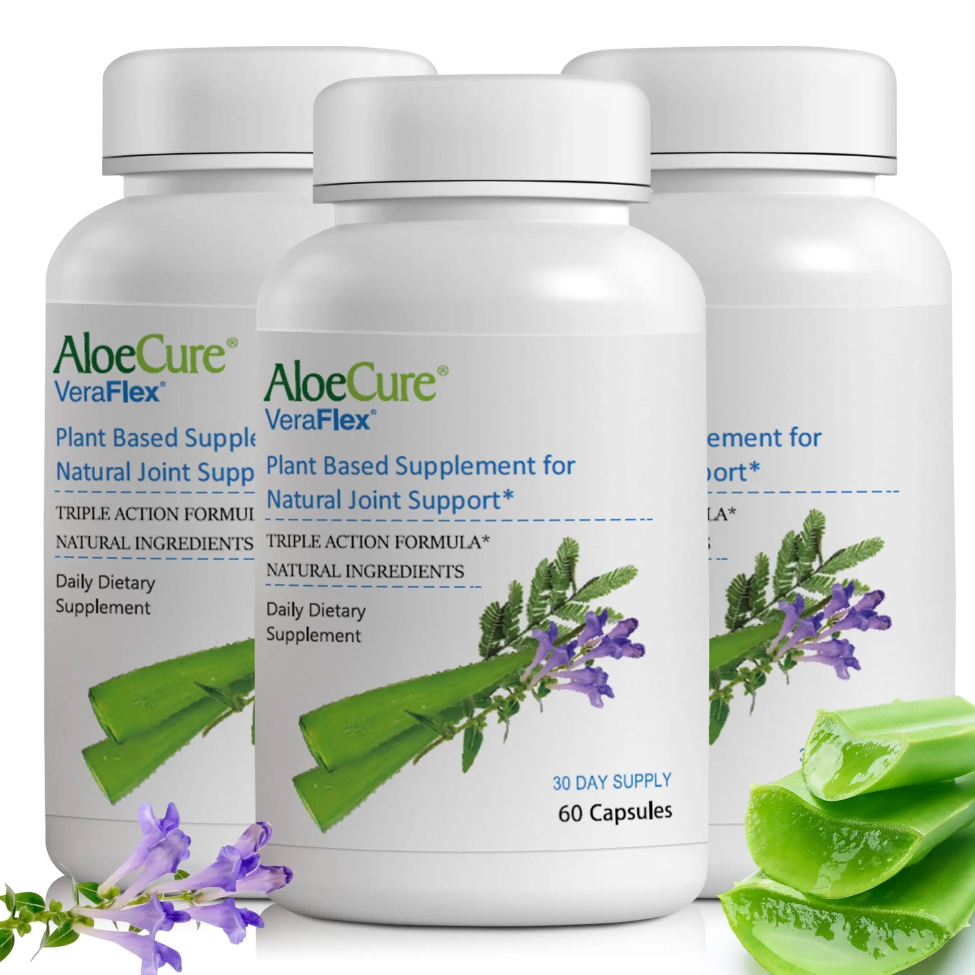 AloeCure VeraFlex Natural Joint Health, 60 Capsules, Clinically Tested Natural Plant-Based Formula to Support Comfort, Mobility and Flexibility - Featuring Organic Aloe Vera, 3-Pack AloeCure uk supplements