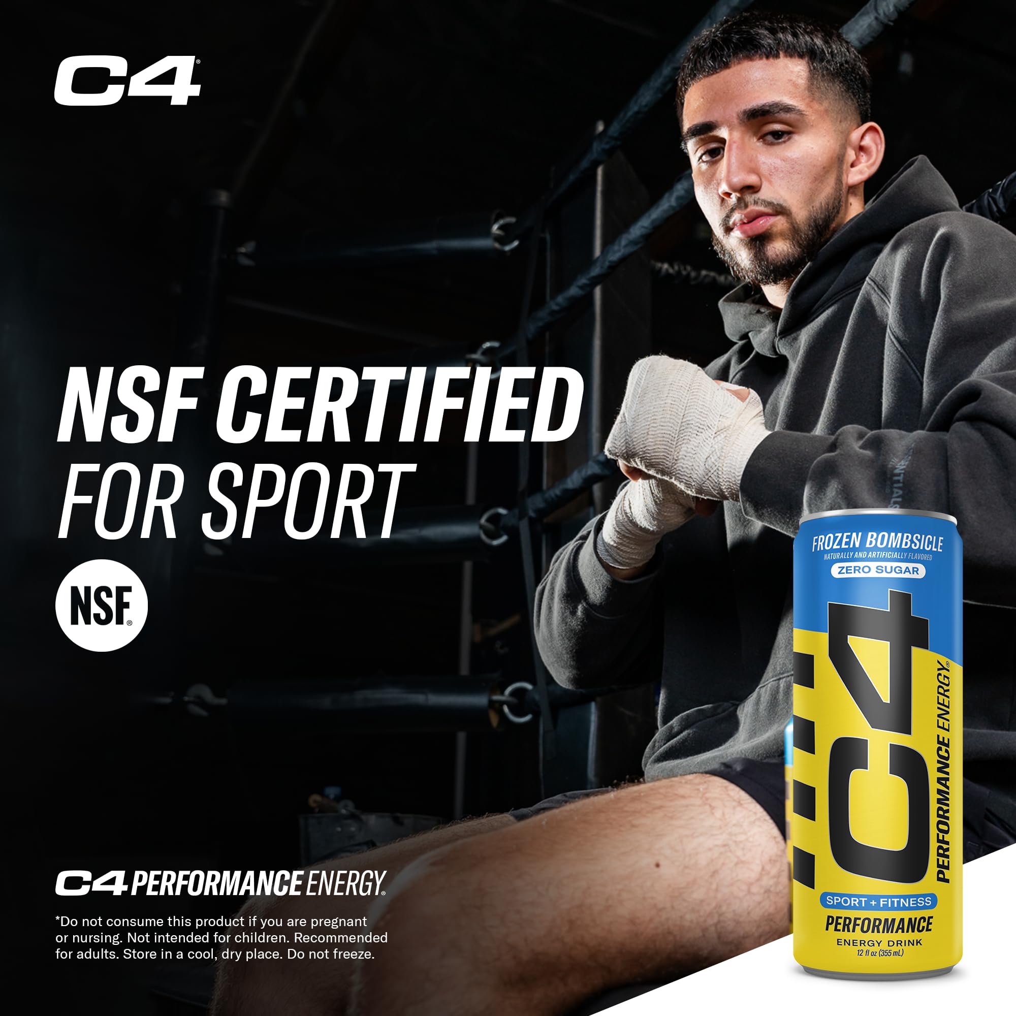 C4 Energy Drink 12oz (Pack of 24) - Frozen Bombsicle - Sugar Free Pre Workout Performance Cellucor uk supplements