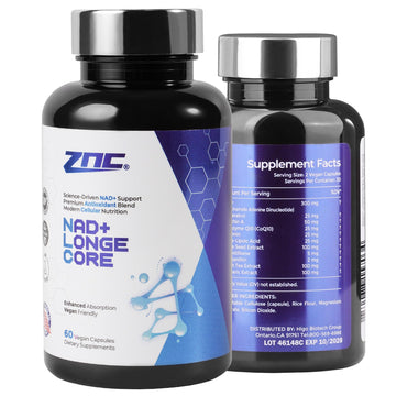 ZNC®10-in-1 NAD+ Supplement with Liposomal NAD, Urolithin A & Resveratrol for Energy & Cellular Repair - 60 Vegan Capsules ZNC uk supplements