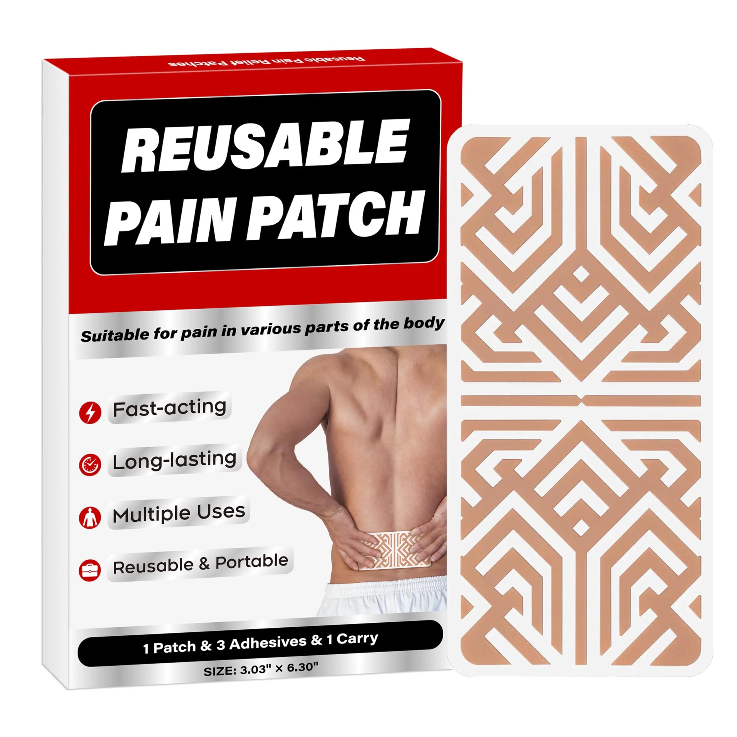 XAYIUIYAX Menthol Pain Patches, Cooling Pain Relief for Sore Muscle Relief - Includes 3 Adhesives, 1 Patch & 1 Carry Case - Relief Back, Shoulder & More - 3.03" × 6.30" - 0327 XAYIUIYAX uk supplements