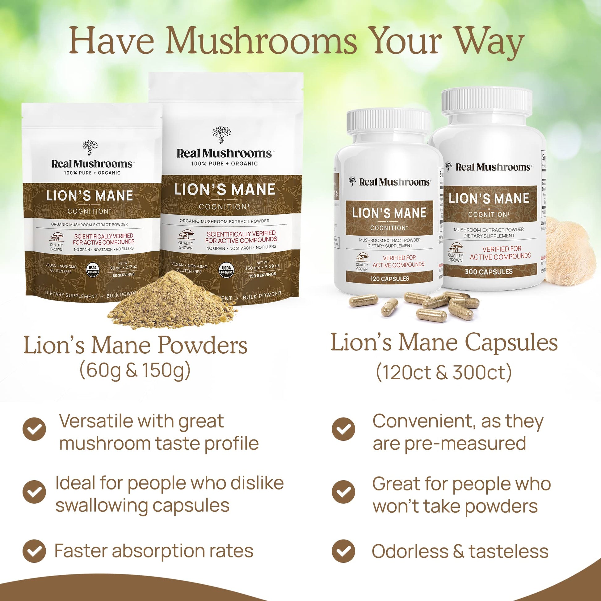 Real Mushrooms Lion’s Mane Capsules - Organic Lions Mane Mushroom Extract Real Mushrooms uk supplements