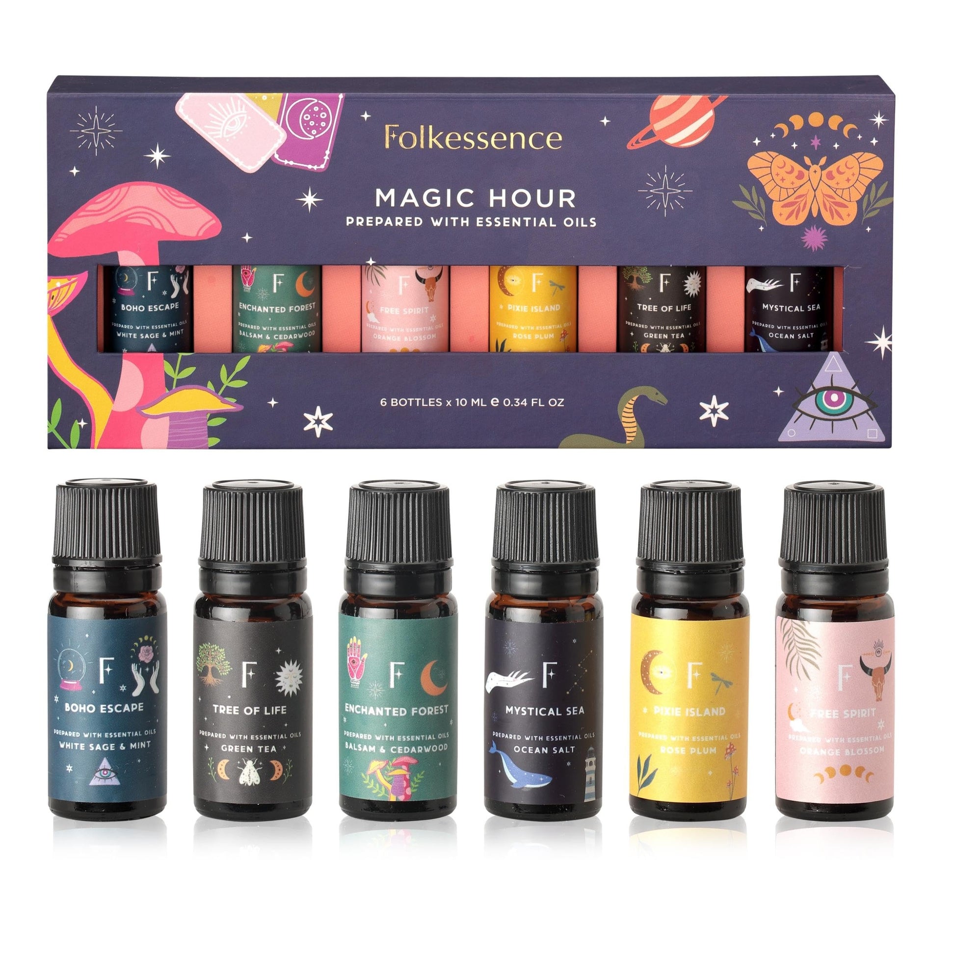 Folkulture Essential Oil Set for Diffuser, Set of 6, Aromatherapy Diffuser Oil Scents for Home Folkulture uk supplements