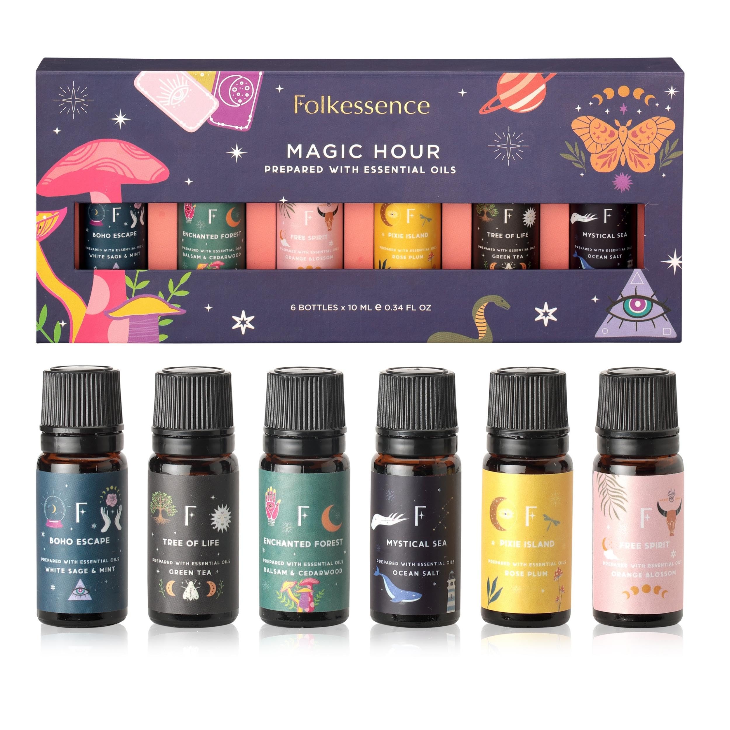 Folkulture Essential Oil Set for Diffuser, Set of 6, Aromatherapy Diffuser Oil Scents for Home Folkulture uk supplements