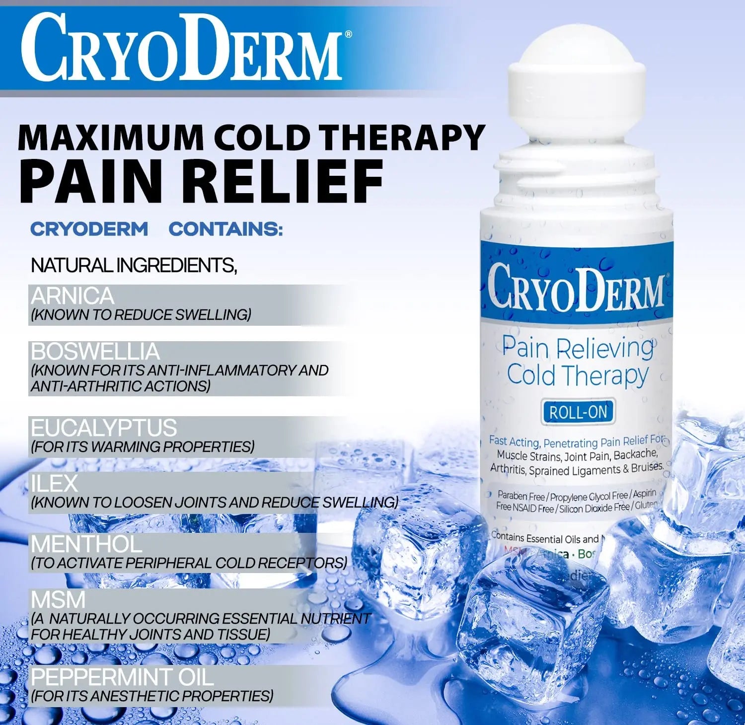 CryoDerm Pain Relieving, 3 Fl Oz (Pack of 4) CryoDerm uk supplements