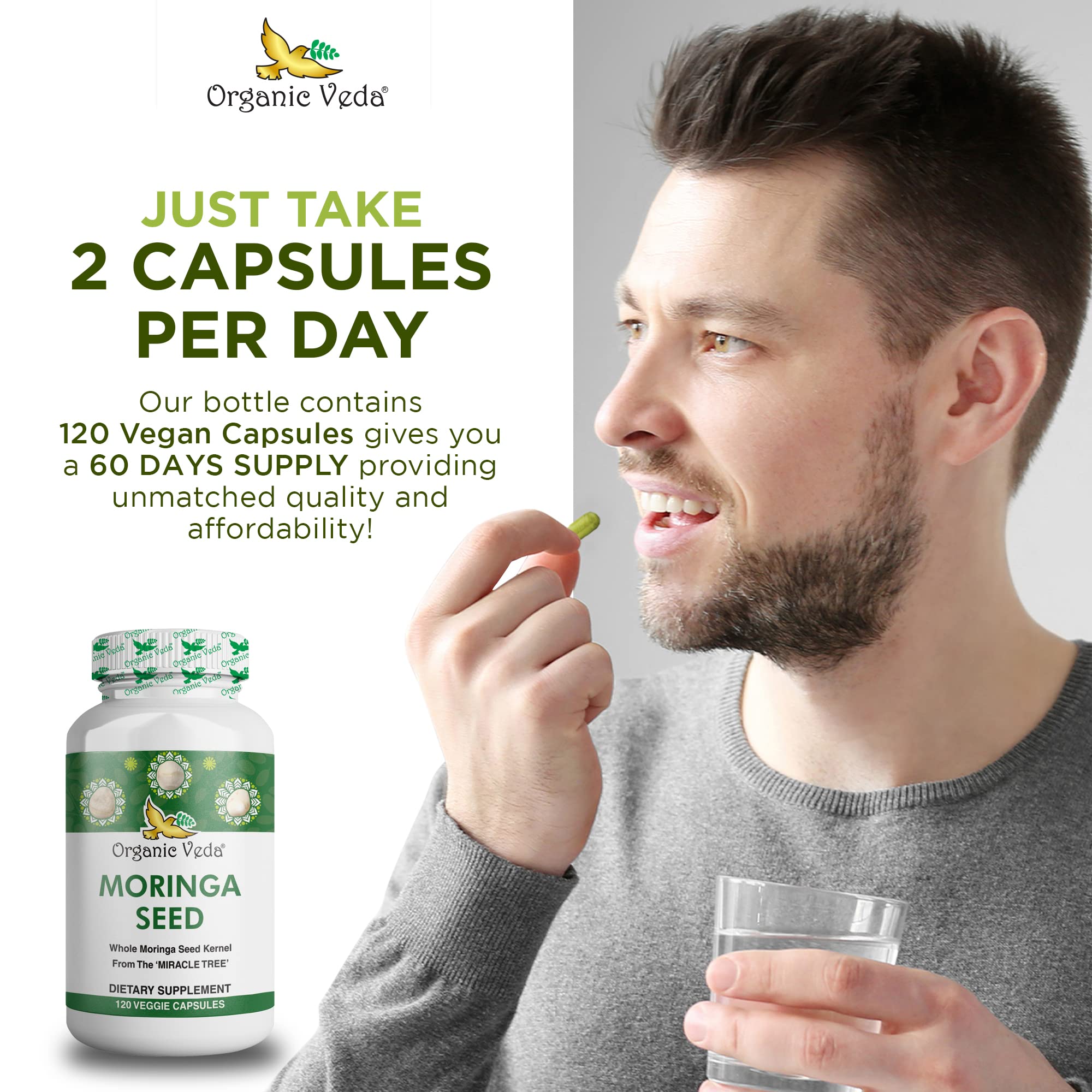 Organic Veda Moringa Seed Capsules - Pure Organic Moringa Capsules Seed Powder Organic Veda uk supplements