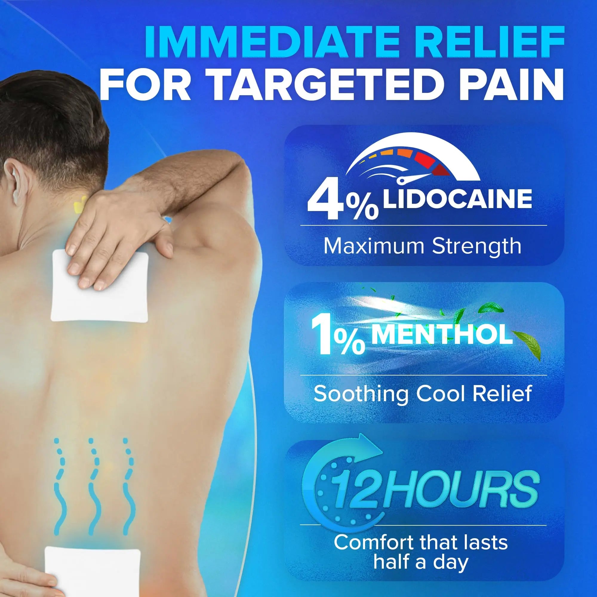 JJ CARE Lidocaine Patches [Pack of 30], 4” x 5.5” Lidocaine 4% Maximum Strength Back Pain Relief Patches for Fast Numbing of Aches, Pains, Back, Neck, Shoulder, Muscle Soreness JJ CARE uk supplements