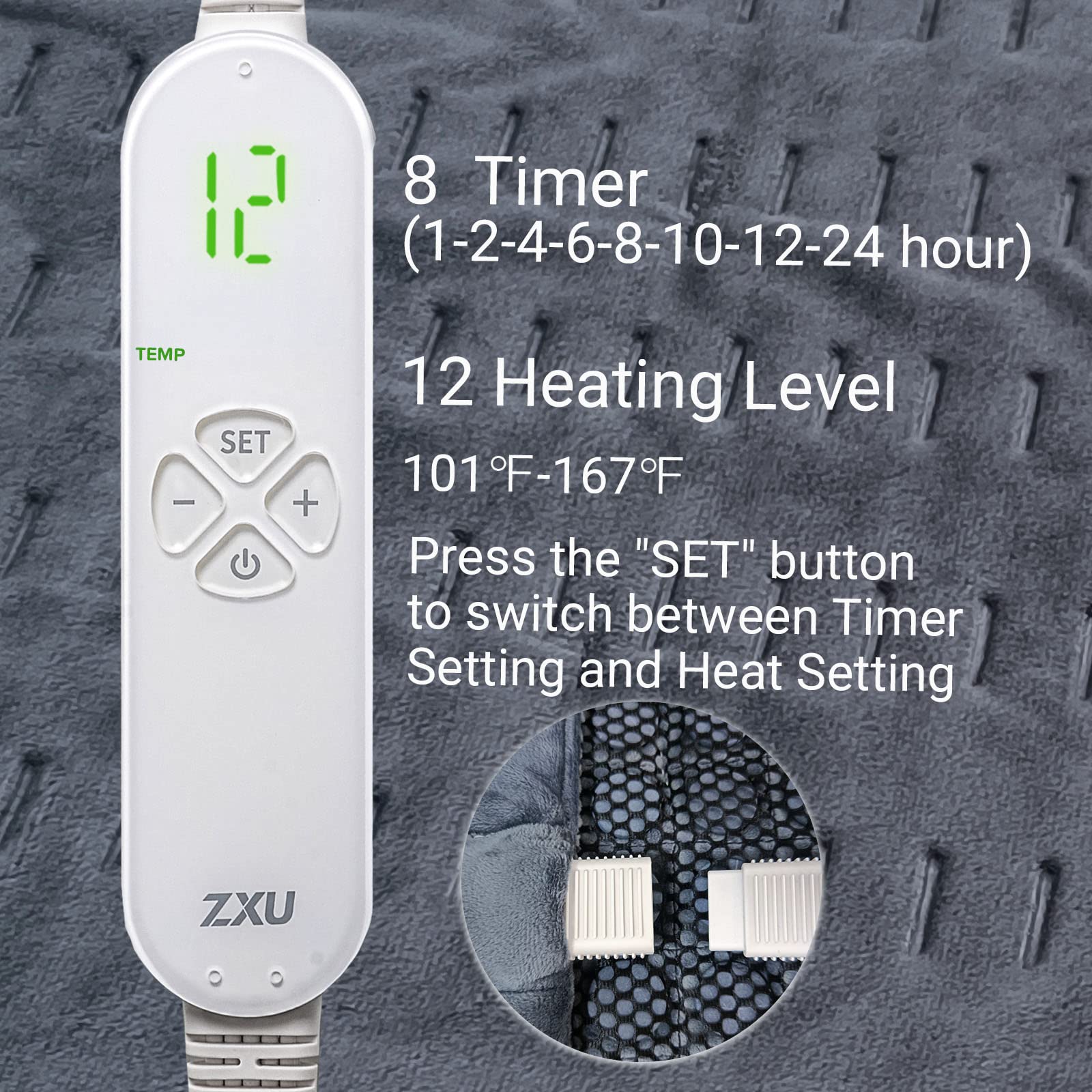 ZXU Jade Stone Heating pad, Nature Jade Electric Heating Pad for Back Pain and Cramps Relief,XL King Size Hot Heated Pad with 12 Heat Level,1-24h Auto-Off,Stay on Function, Hot Heated Pad ZXU uk supplements