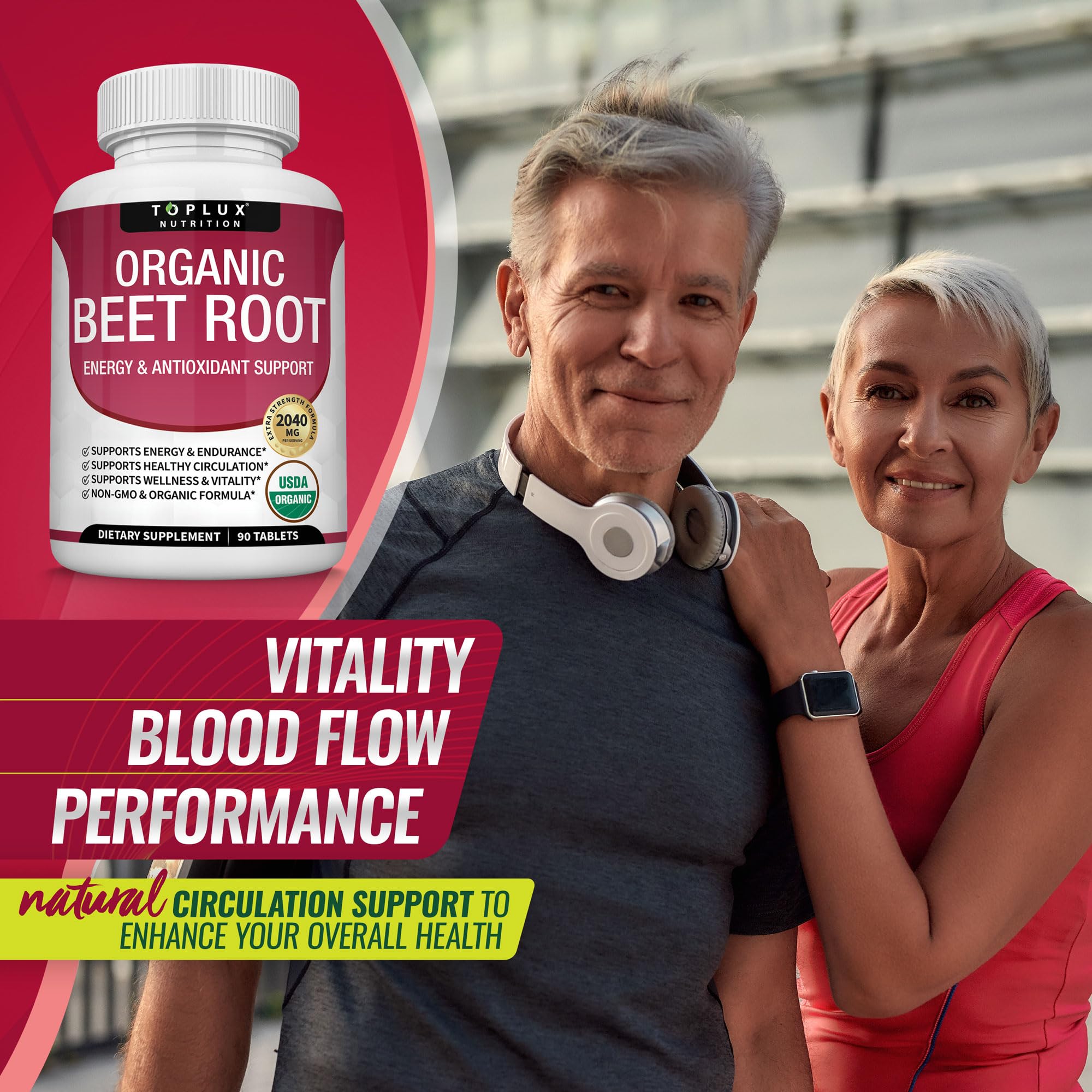 Organic Beet Root Powder Tablets - 2040mg Natural Nitric Oxide Beets to Support, Energy Toplux uk supplements