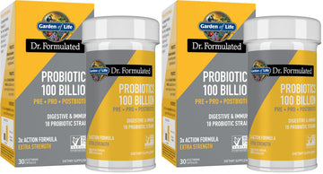 Garden of Life Dr.Formulated Pre, Post & Probiotics 100 Billion CFU Once Daily 3-in-1 Complete Probiotics,Prebiotics & Postbiotics Supplement for Women and Men-Extra Strength,30 Day Supply,(Pack of 2) Garden of Life uk supplements