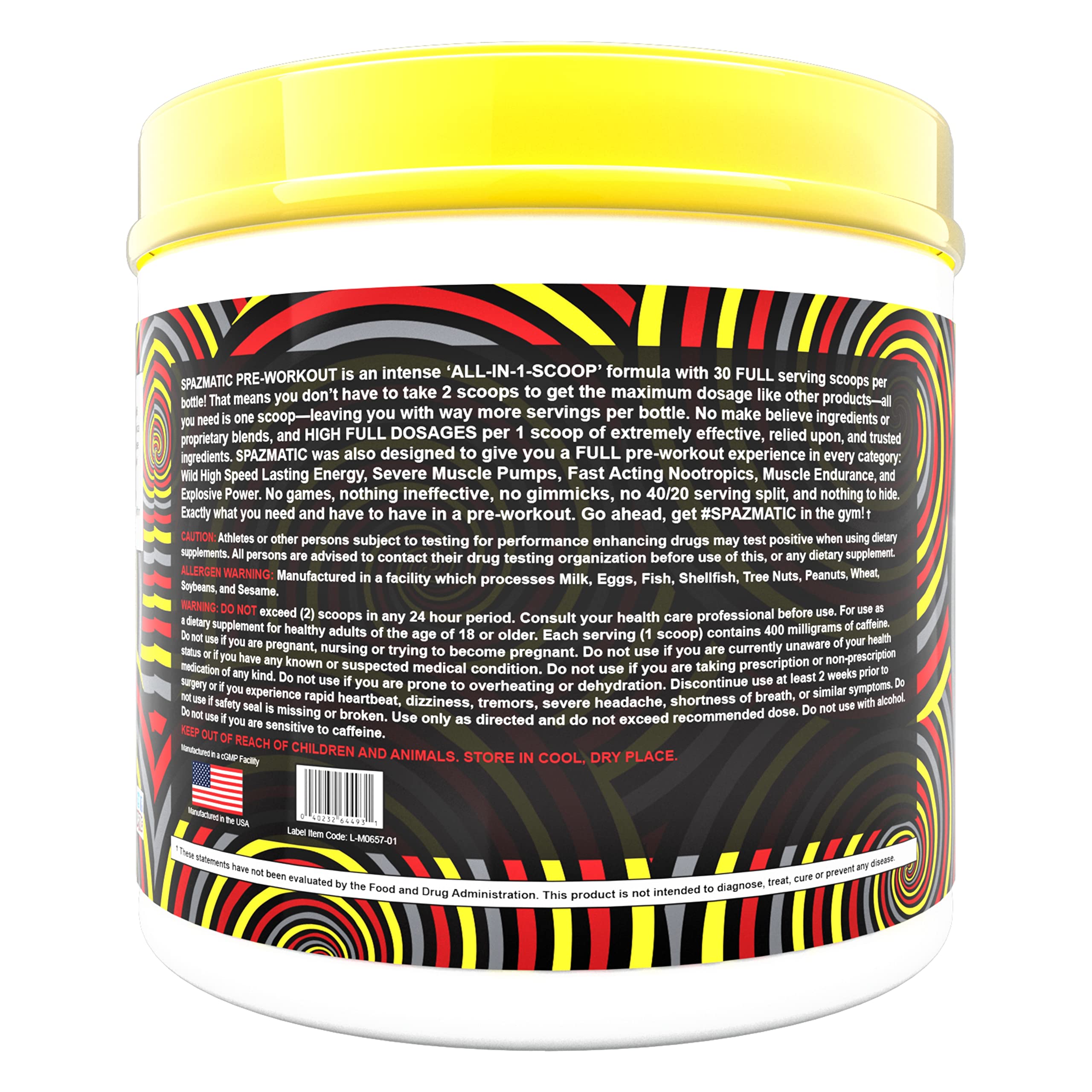 Spazmatic Pre-Workout Powder - 400mgs Caffeine - 6 Grams Pure Citrulline for Muscle TIM MURIELLO'S SPAZMATIC PRE-WORKOUT DRINK uk supplements