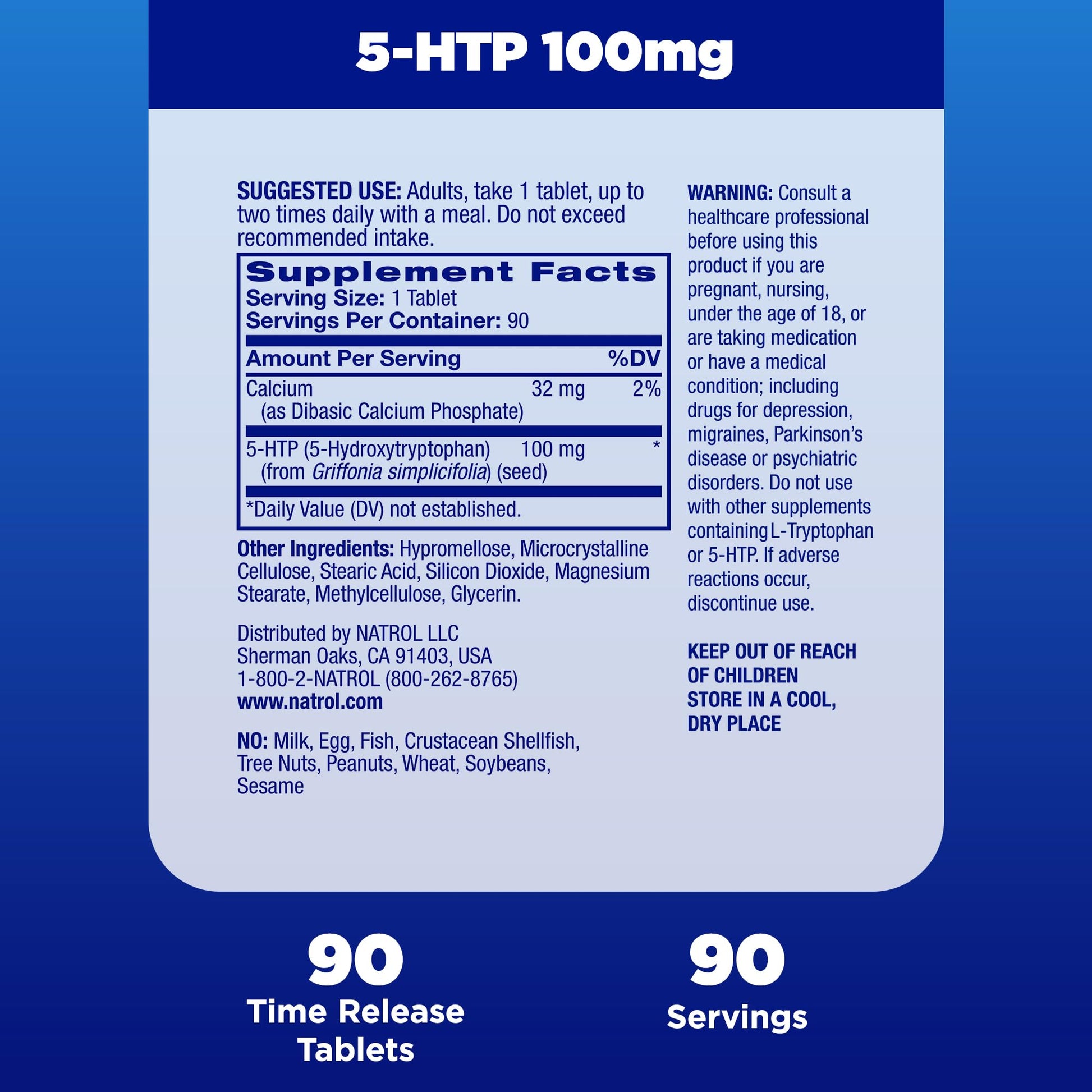 Natrol 5-HTP 100mg, Dietary Supplement Helps Support a Balanced Mood, Mood and Stress Support Supplement, 90 Time Release Tablets, 45-90 Day Supply Natrol uk supplements