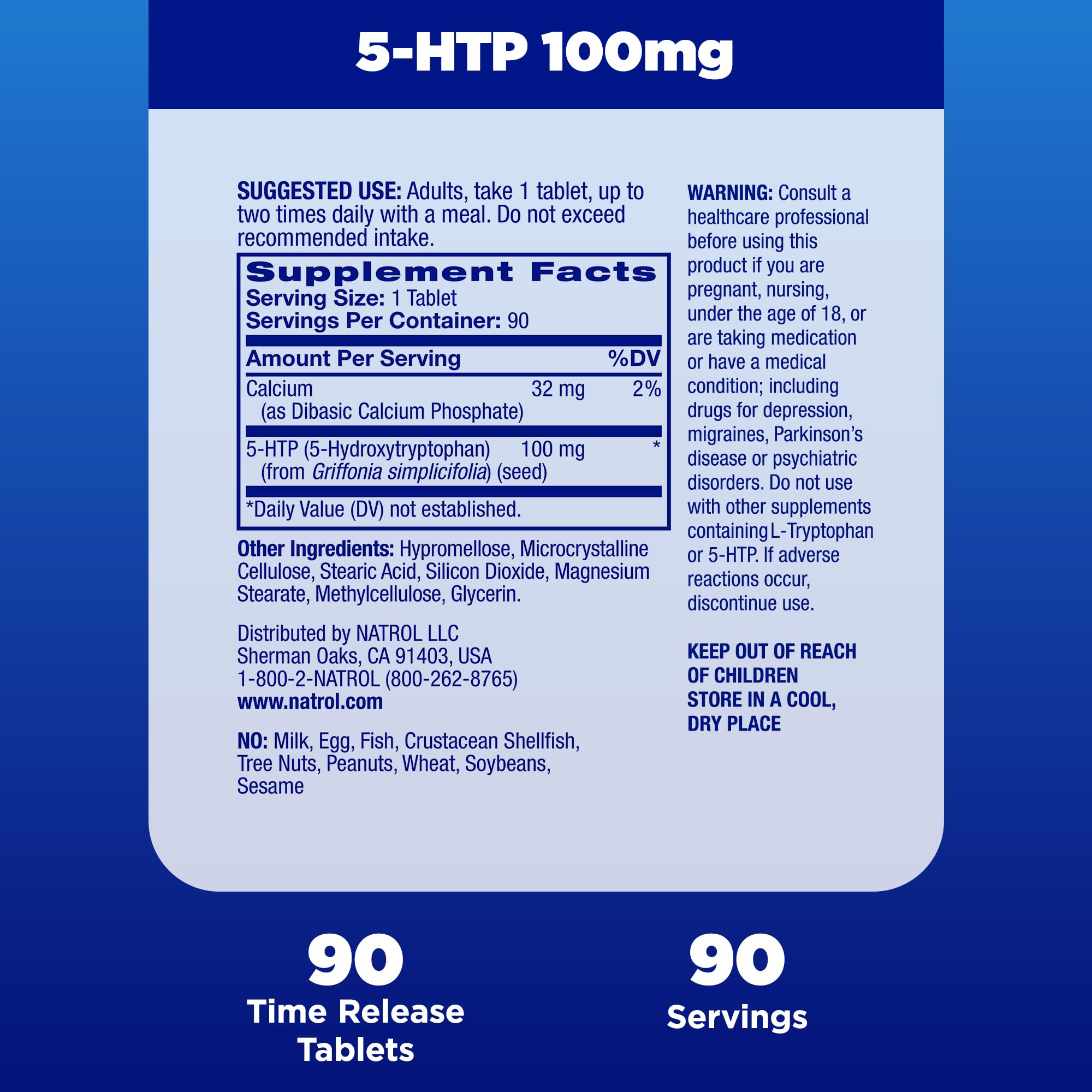 Natrol 5-HTP 100mg, Dietary Supplement Helps Support a Balanced Mood, Mood and Stress Support Supplement, 90 Time Release Tablets, 45-90 Day Supply Natrol uk supplements