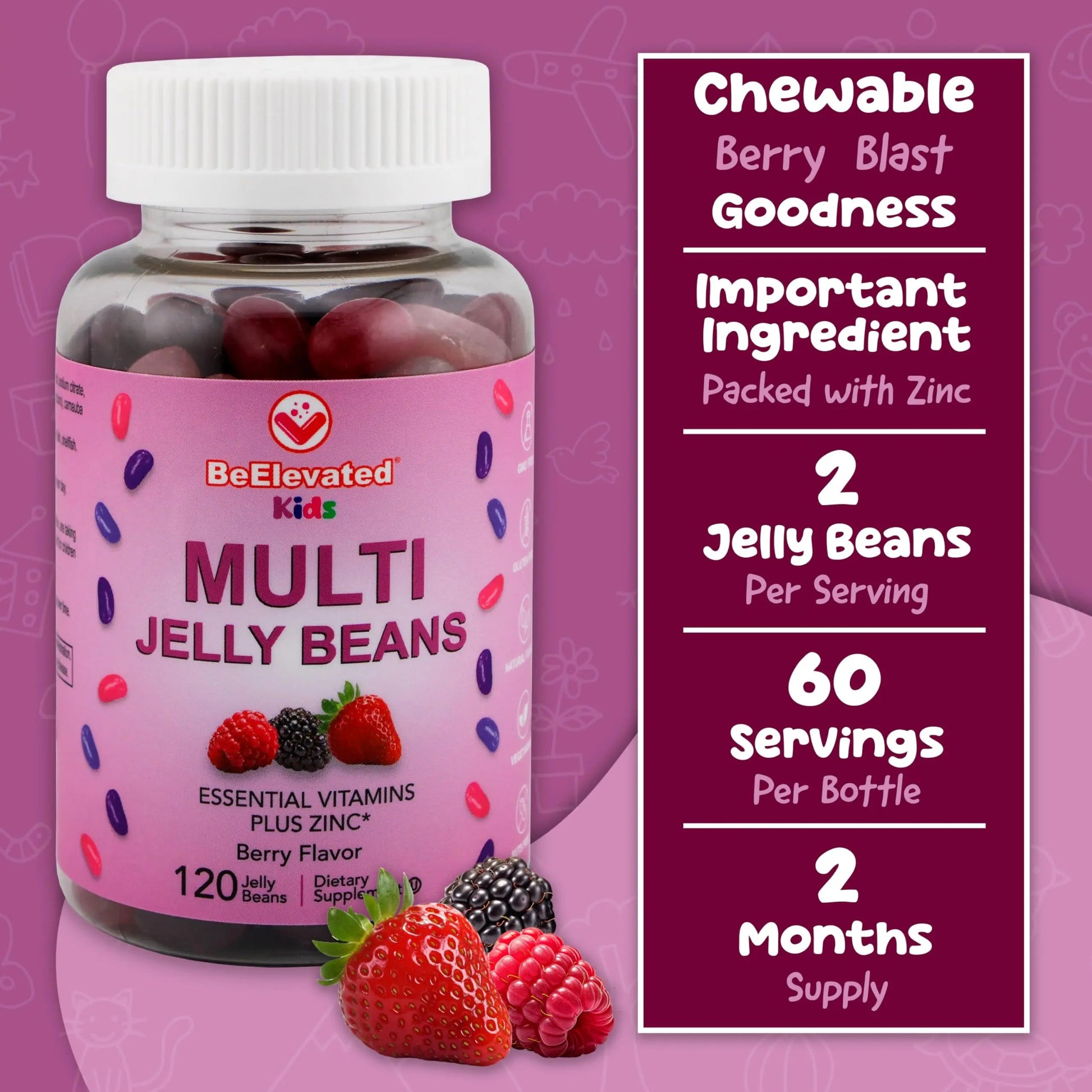 BeElevated Kids Multivitamin Gummies – Tasty Berry-Flavored Zinc Gummies for Children & Adults – Vegetarian, Gluten-Free BeElevated uk supplements