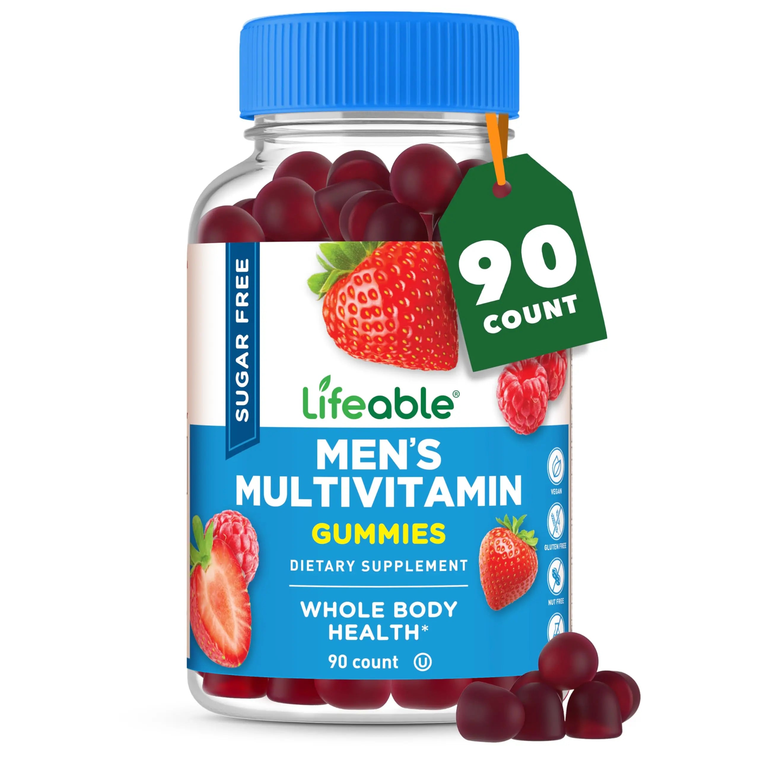 Lifeable Sugar Free Multivitamin for Men Gummies | with Iron and 18 Essential Vitamins and Minerals | Sugar Free Vitamins | 90 Gummies Lifeable uk supplements