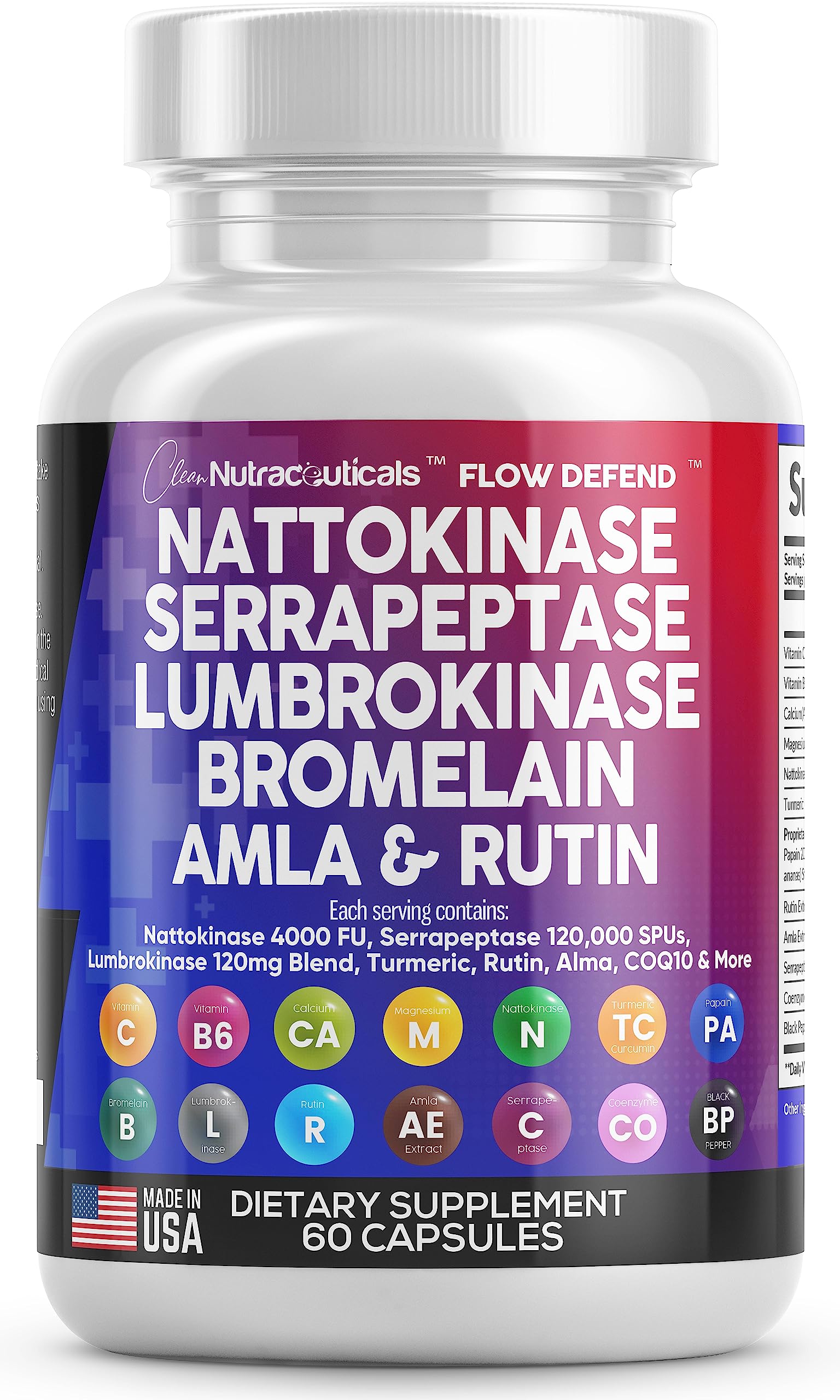 Nattokinase 4000 FU Serrapeptase 120000 SPU Lumbrokinase Enzyme Clean Nutraceuticals uk supplements
