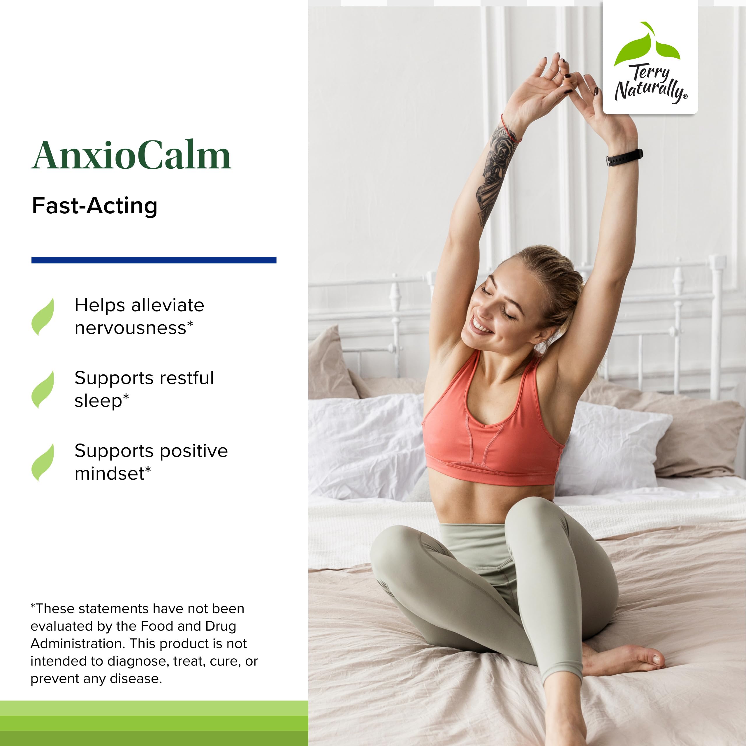 Terry Naturally AnxioCalm - 75 Tablets - Fast-Acting, Non-Drowsy, Non-Addictive Formula - Safe for Adults & Children 4+ Years - Non-GMO - 37 Servings Terry Naturally uk supplements
