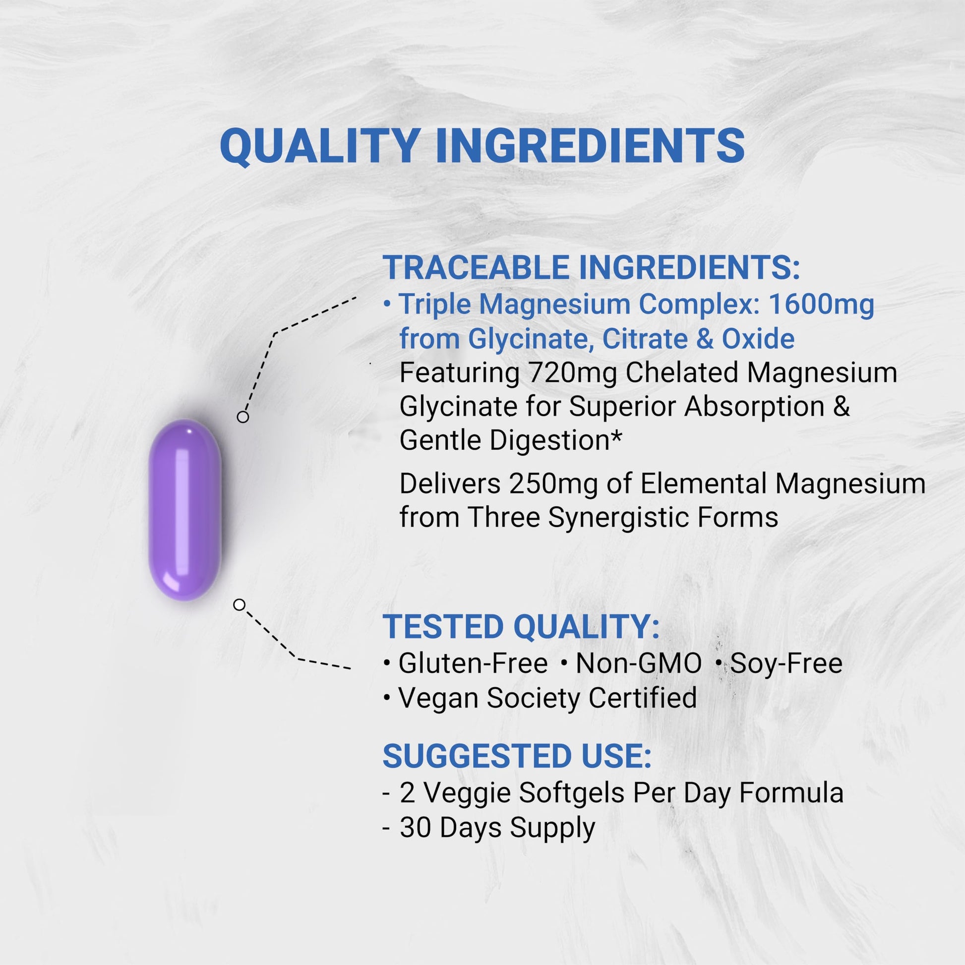 Naturalis Vegan Triple Magnesium Complex | Chelated Glycinate, Citrate & Oxide 1600mg Delivers 250mg Elemental Magnesium | Easily Absorbed for Stress, Muscle, Heart, Bone Support* | 60 Softgels Naturalis uk supplements