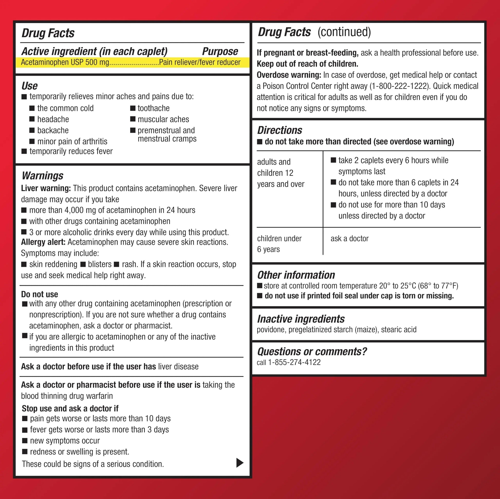 Amazon Basic Care Extra Strength Pain Relief, Acetaminophen Caplets, 500 mg, Pain Reliever/Fever Reducer, 500 Count Amazon Basic Care uk supplements