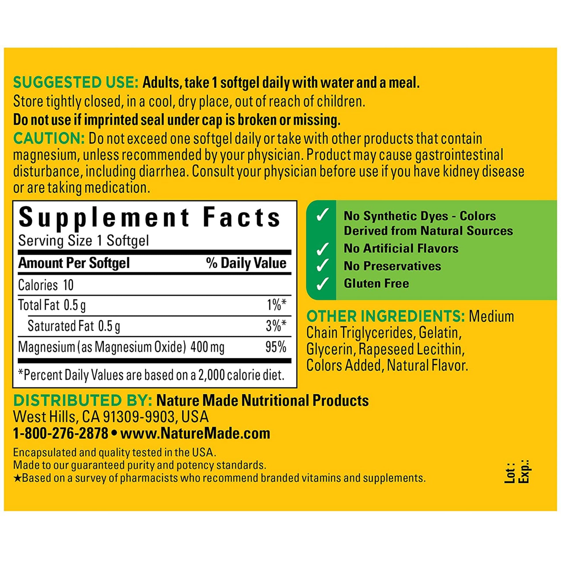 Nature Made Extra Strength Magnesium Oxide 400 mg, Dietary Supplement Nature Made uk supplements