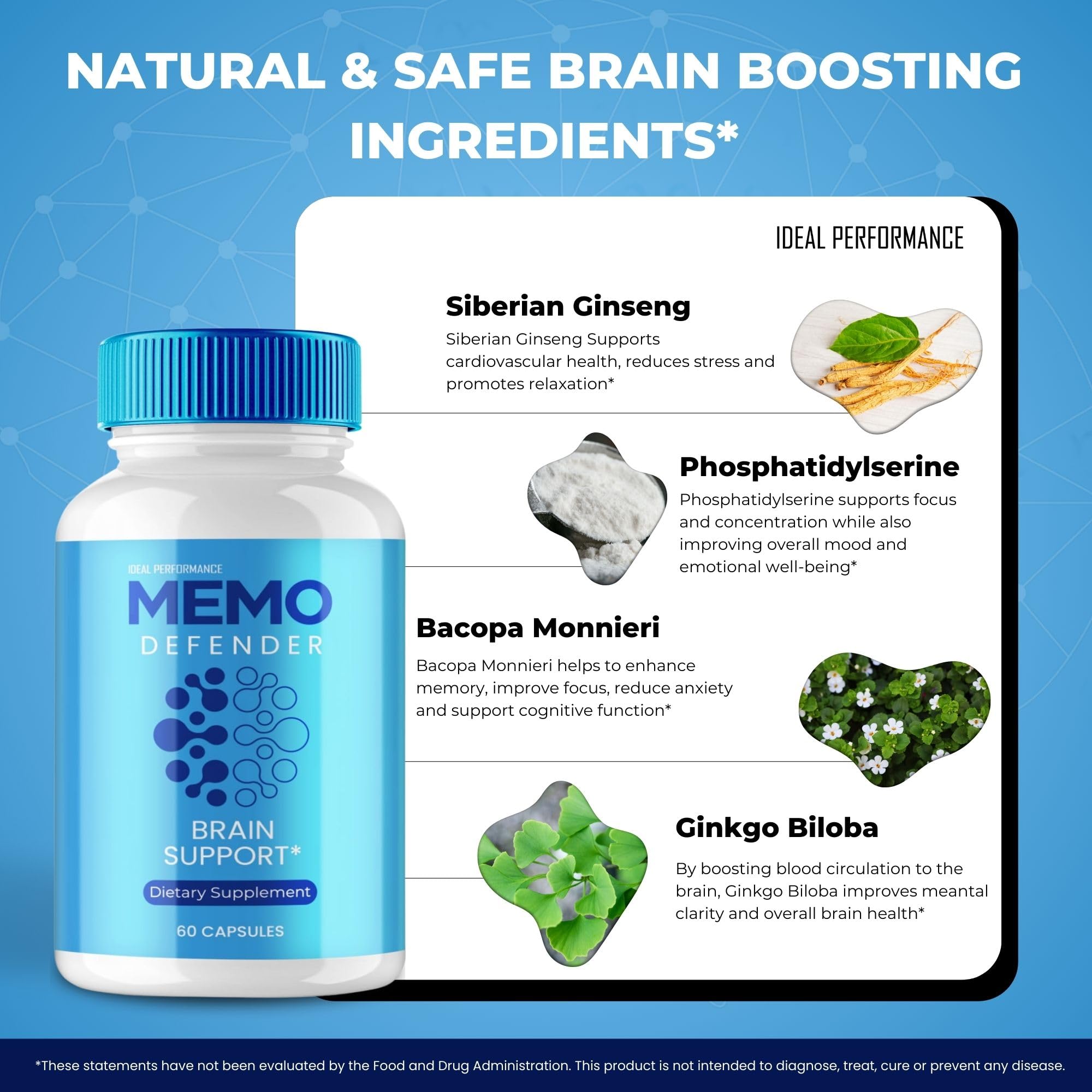 Memo Defender Brain and Memory Support Capsules, Memo Defender for Memory Supplement Pills, Advanced Formula Nootropic Pills for Brain Health Support, MemoDefender Health Blend Reviews (2 Pack) IDEAL PERFORMANCE uk supplements