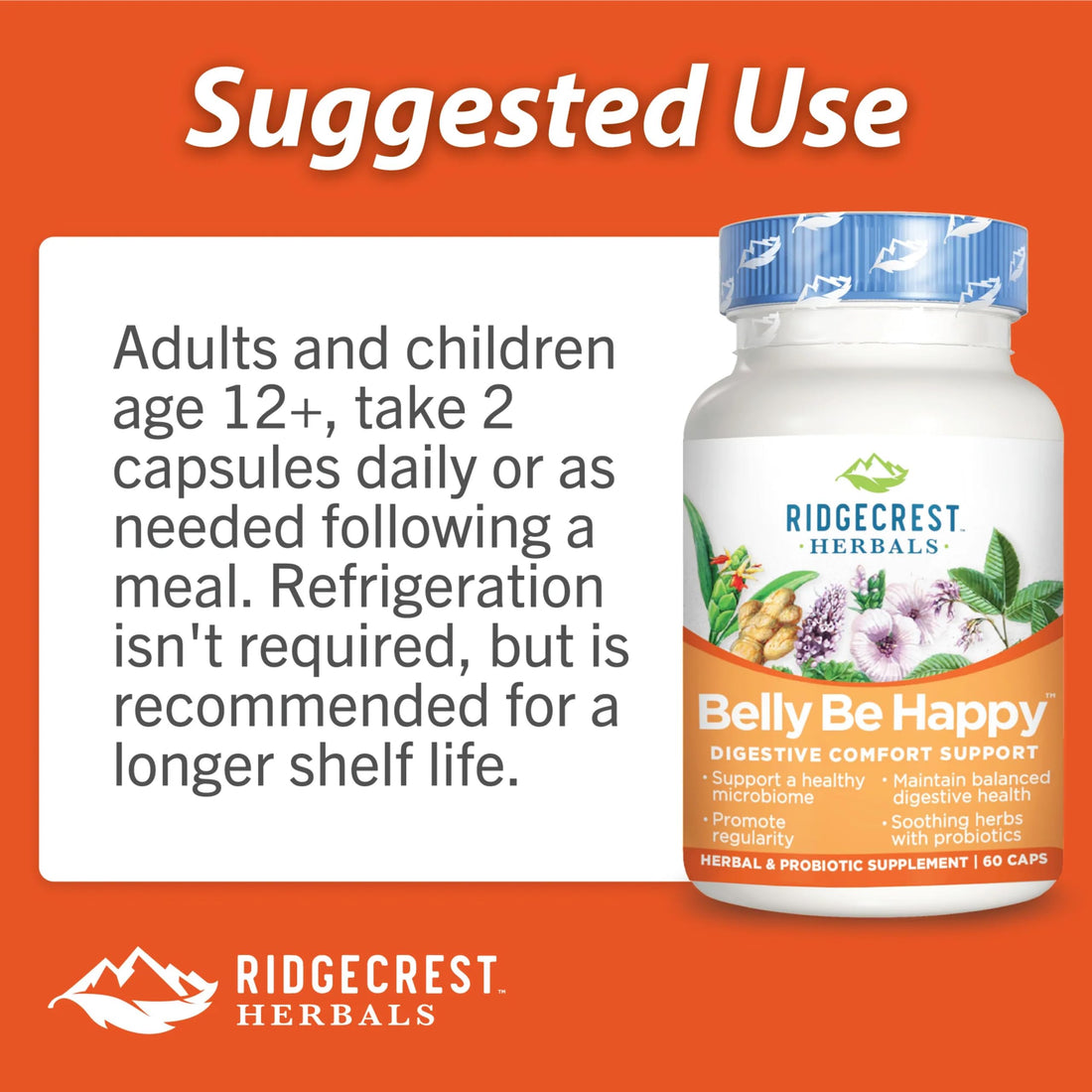 RidgeCrest Herbals Belly Be Happy - 60 Capsules - Digestive Comfort Support - Non-GMO RidgeCrest Herbals uk supplements