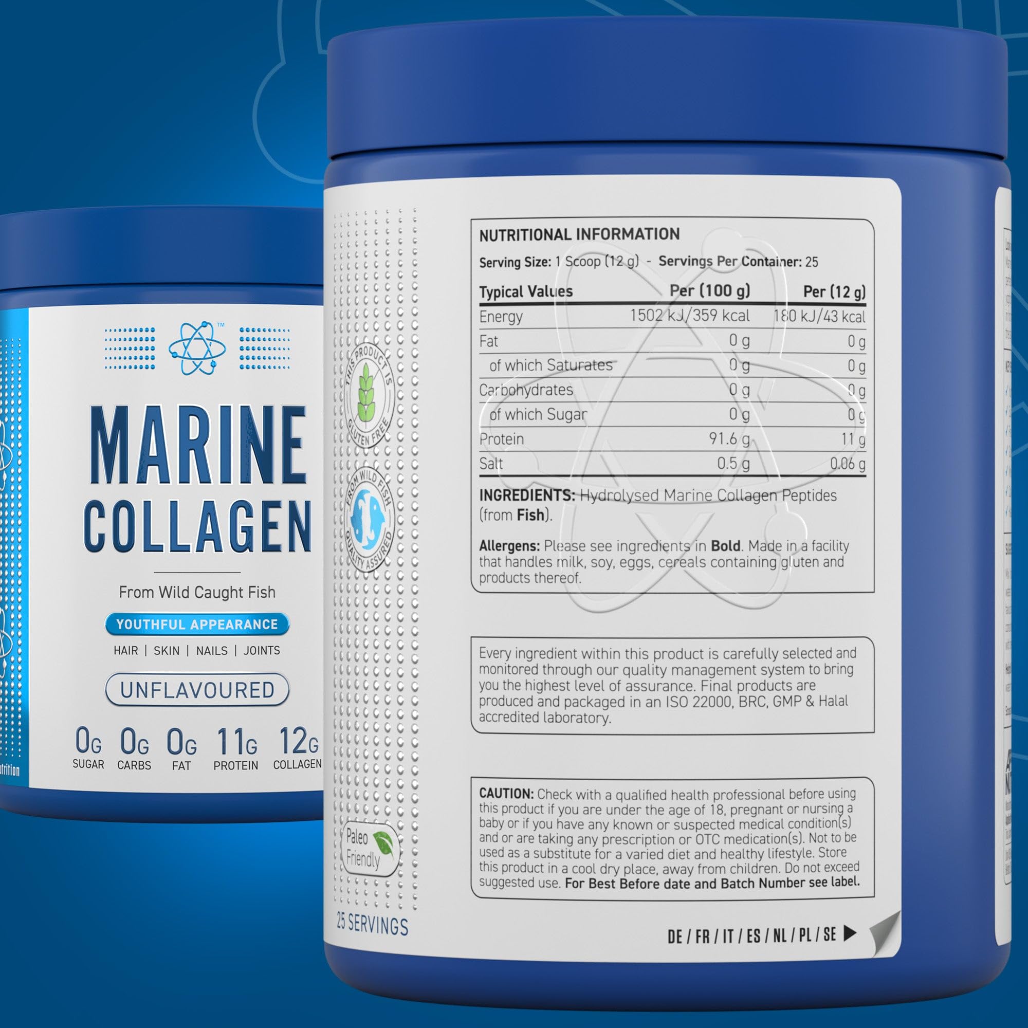 Applied Nutrition Marine Collagen Powder - Hydrolysed Collagen Protein, Healthy Skin, Hair, Nails Applied Nutrition uk supplements