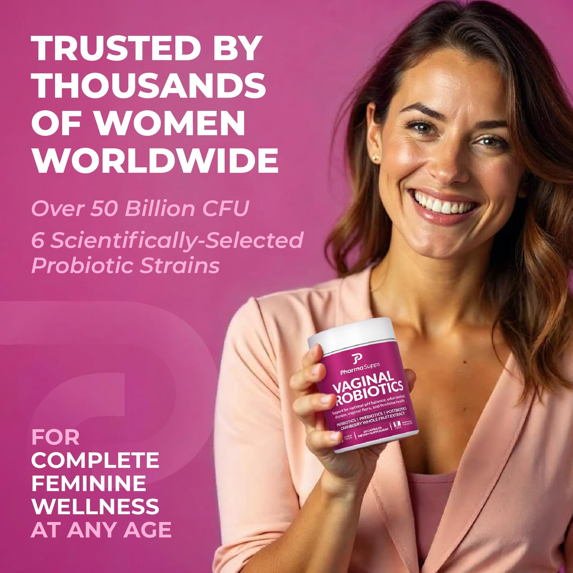Women’s Probiotic for Vaginal Health | 50 Billion CFU with Probiotics, Prebiotic, Postbiotics & Cranberry for pH Balance, UTI Support, Yeast, Gut Health, Odor, Dryness & Feminine Comfort PharmaSupps uk supplements