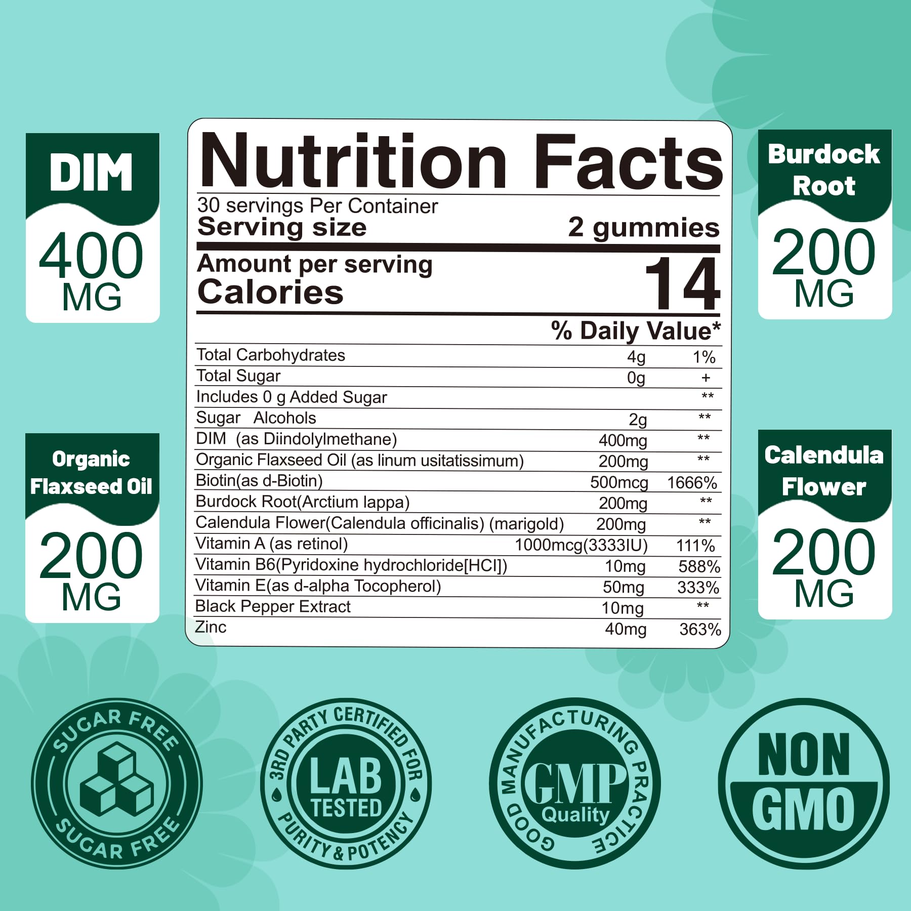 DIM Supplement Women 400mg, Estrogen Supplement for Women, Sugar Free DIM Gummies for Men & Women w/ Biotin, Flaxseed Oil, Burdock, Calendula, BioPerine for Hormone Balance, Menopause & Prostate 60Cts EnvyDeal uk supplements