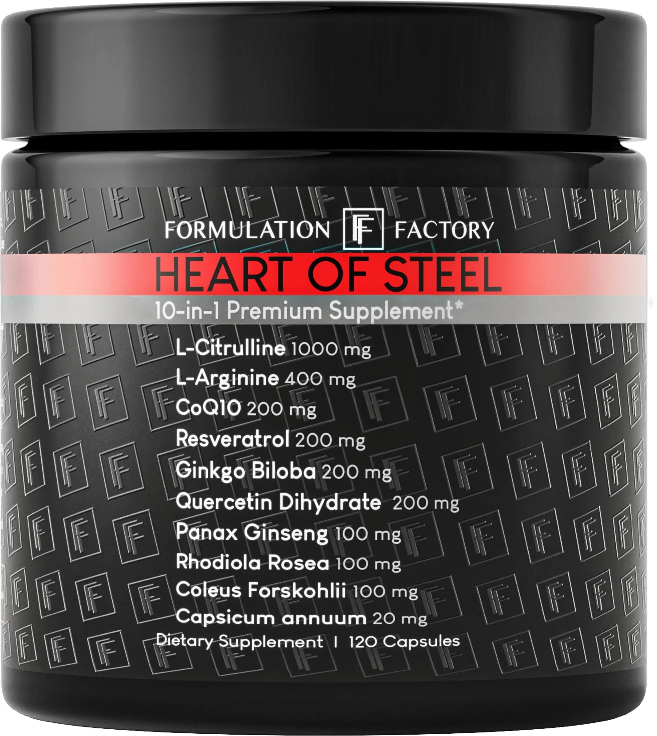 Formulation Factory Heart of Steel - L-Citrulline 1000mg with L-Arginine, CoQ10, Resveratrol, Ginkgo Biloba, Quercetin, Ginseng & Rhodiola Formulation Factory uk supplements