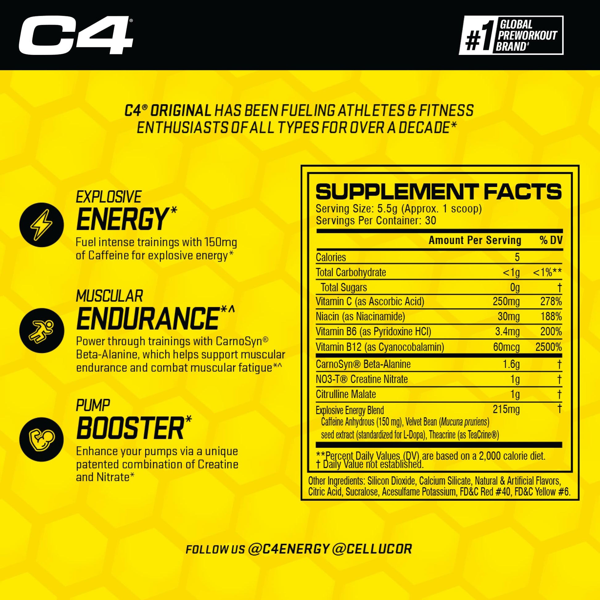 Cellucor C4 Original Pre Workout Powder Strawberry Watermelon Ice Sugar Free Preworkou Cellucor uk supplements