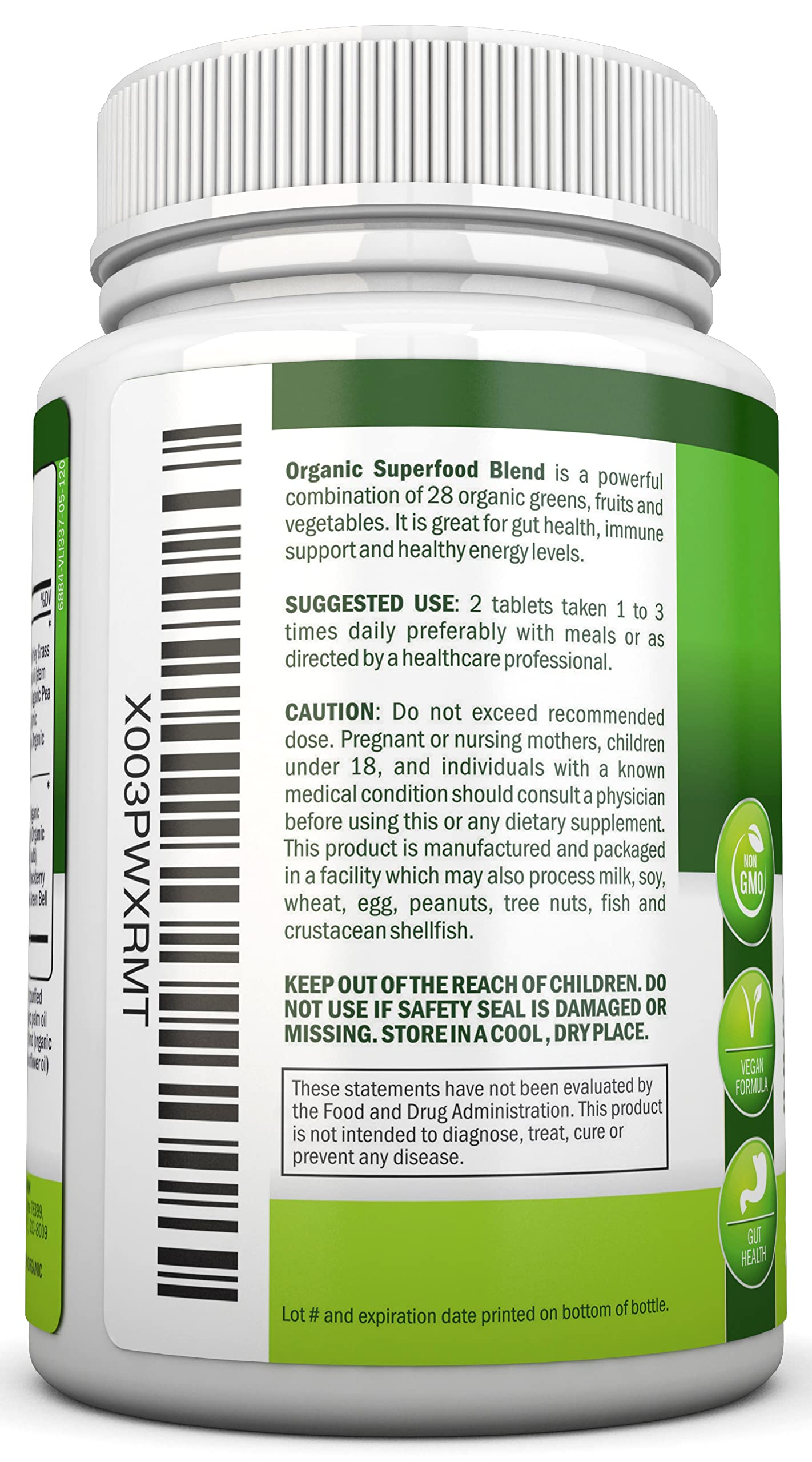 Organic Super Greens Capsules - Fruit And Vegetable Supplements - 120 Count - 28 USDA Organic & Vegan Premium Ingredients - Superfood Blend For Immune Health, Digestion & Energy - Whole Food Vitamins NutriONN uk supplements