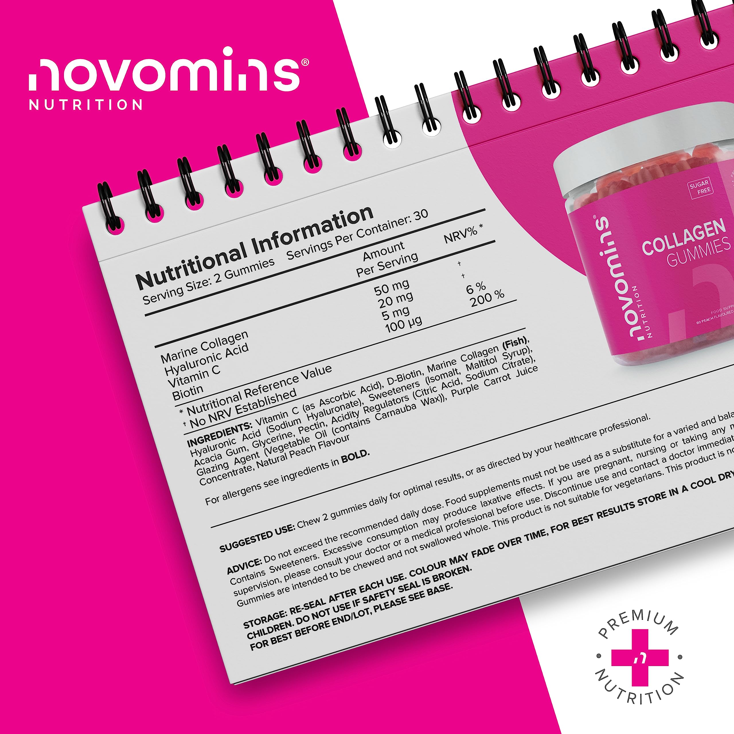 Collagen Gummies - Sugar Free Marine Collagen Gummies - Superior Type 1 Hydrolysed Collagen novomins uk supplements