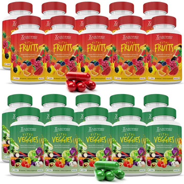 (20 Pack) Vital Fruits and Veggies Supplement Whole Food Red & Green Superfoods Justified Laboratories uk supplements