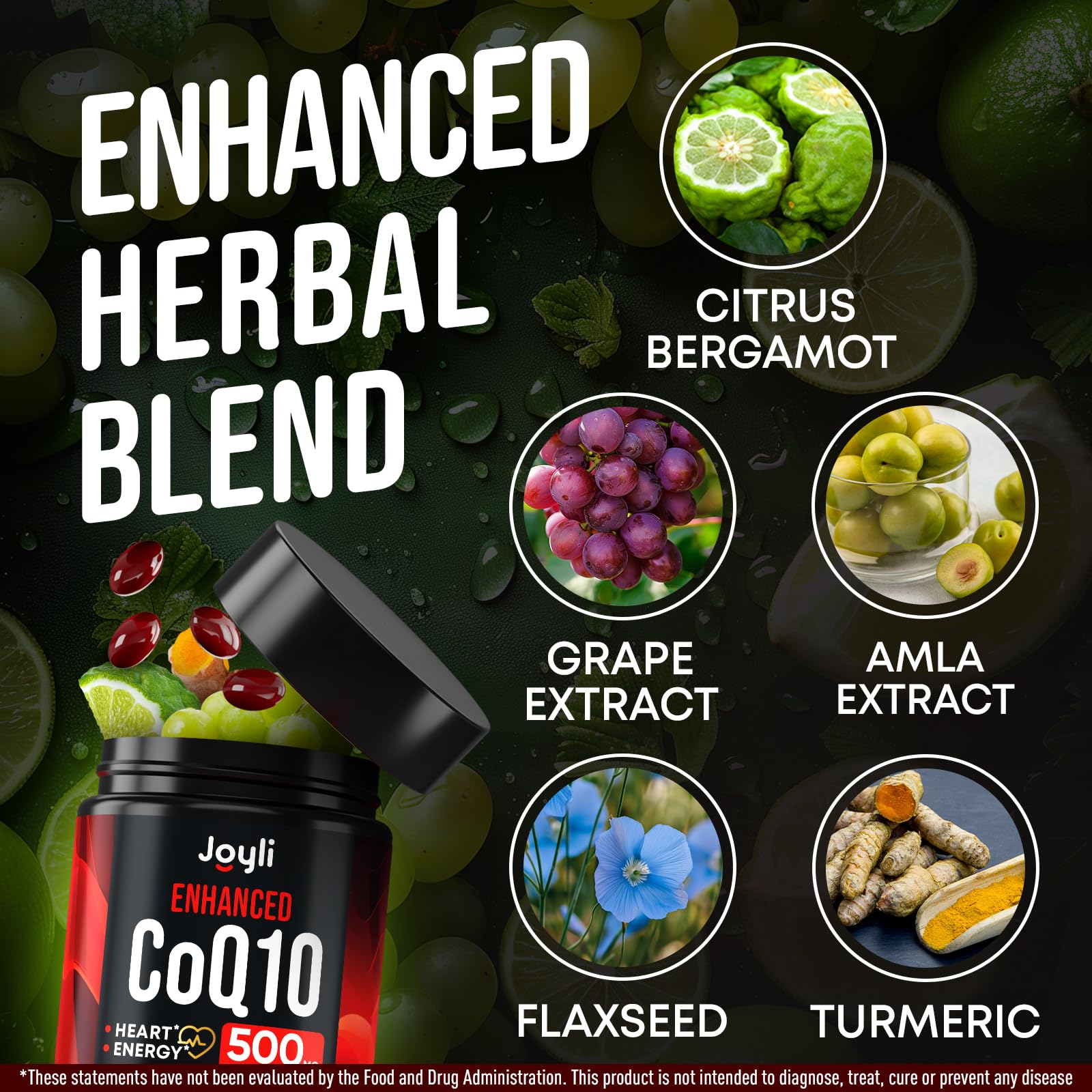 High Absorption CoQ10 500MG - Co Q 10 Supplement 120 Softgels for Heart Health&Energy Production - Enhanced CoQ10 Nutritional Supplements with Coenzyme Q10 - Alternative to coq10 400mg softgels JOYLI Nutrition uk supplements