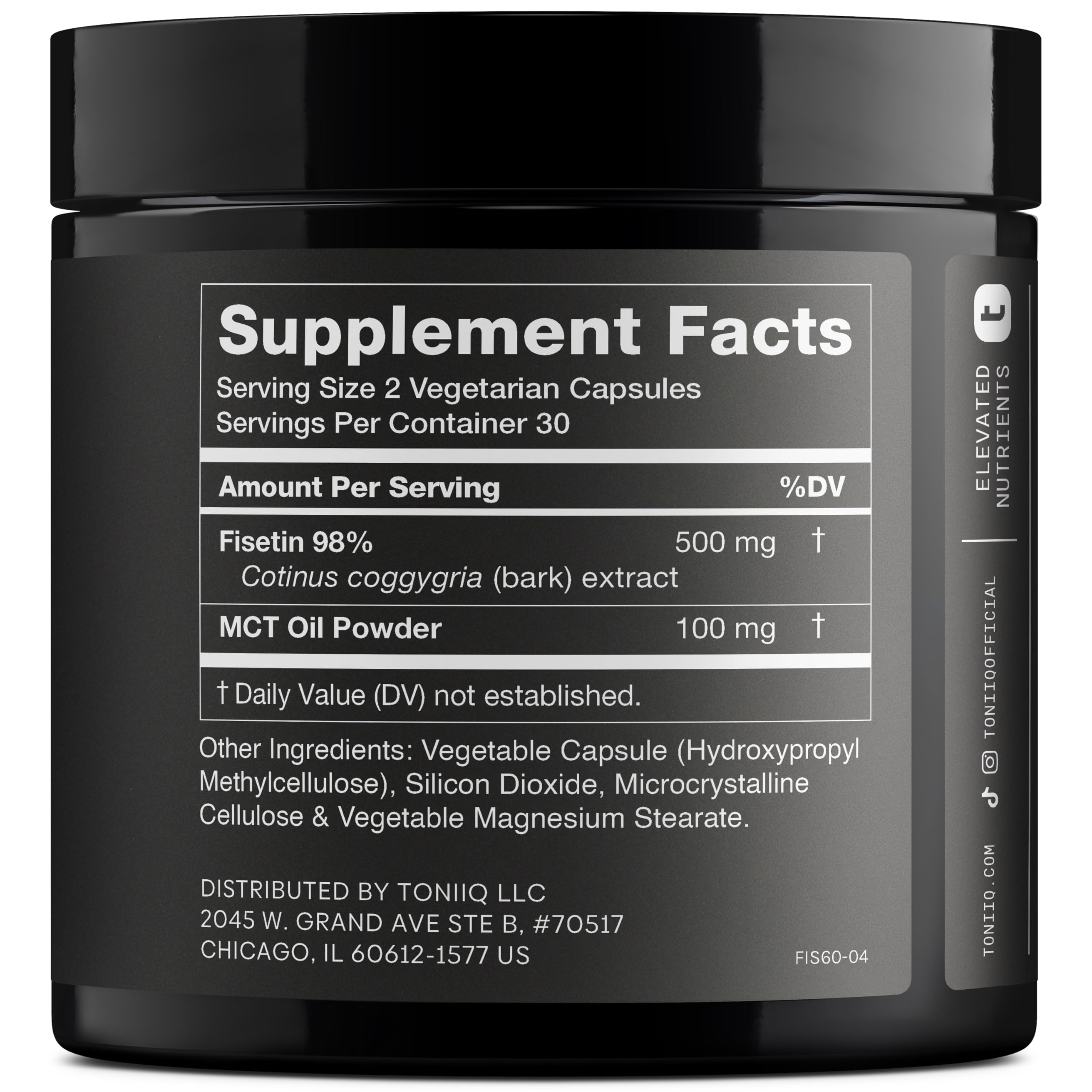 Toniiq Ultra High Purity Fisetin 500mg - 98%+ Higly Purified & Bioavailable Fisetin Supplement with MCT Oil for Absorption - Third-Party Tested Senolytic Supplements for Aging Support - 60 Capsules Toniiq uk supplements