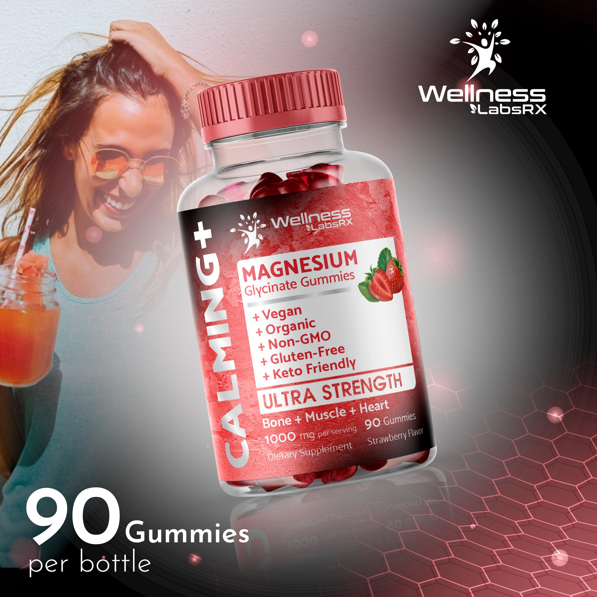 Magnesium Glycinate Gummies - 1000 mg - Magnesium Supplement to Support WELLNESS LABSRX uk supplements