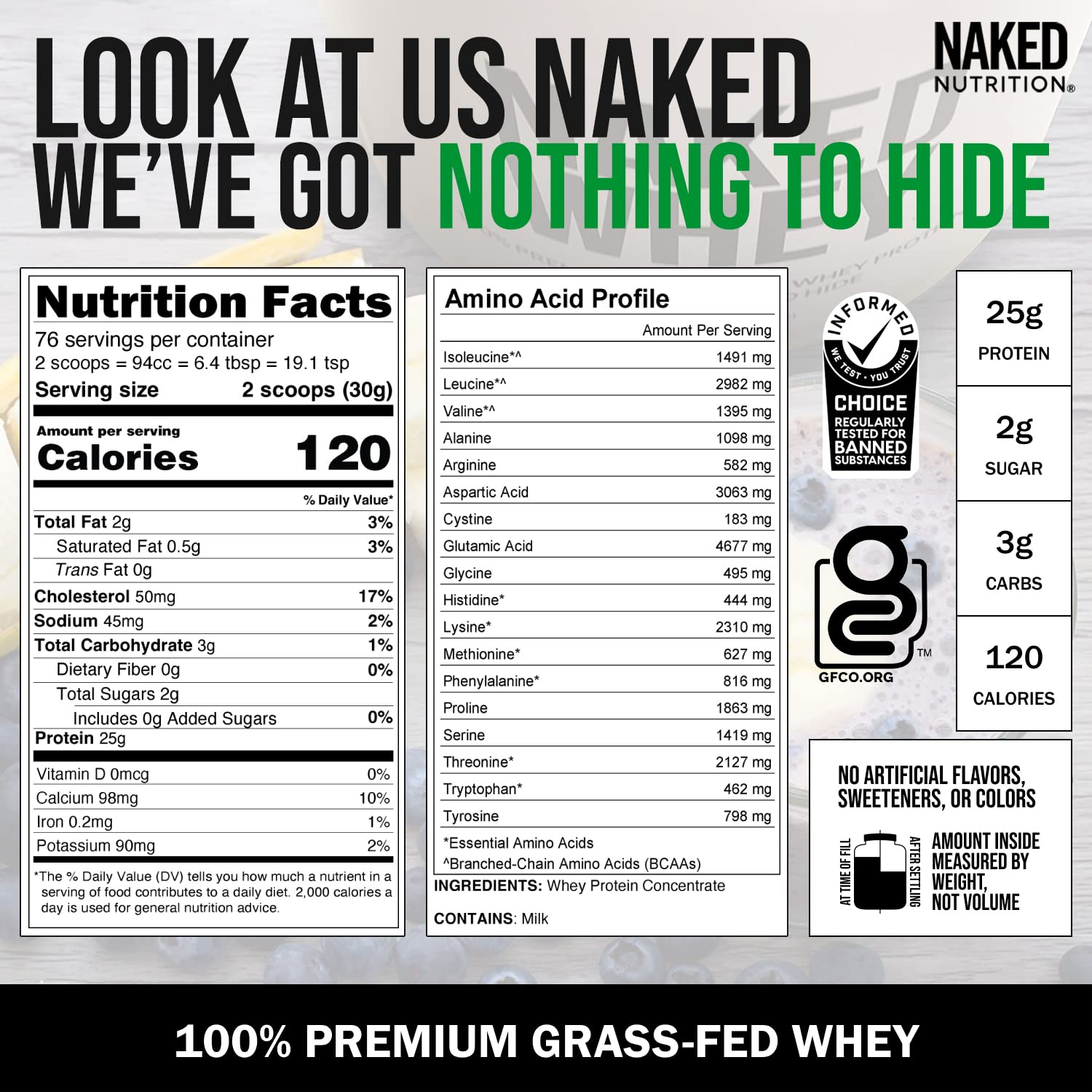 NAKED WHEY 5LB 100% Grass Fed Unflavored Whey Protein Powder - US Farms NAKED uk supplements