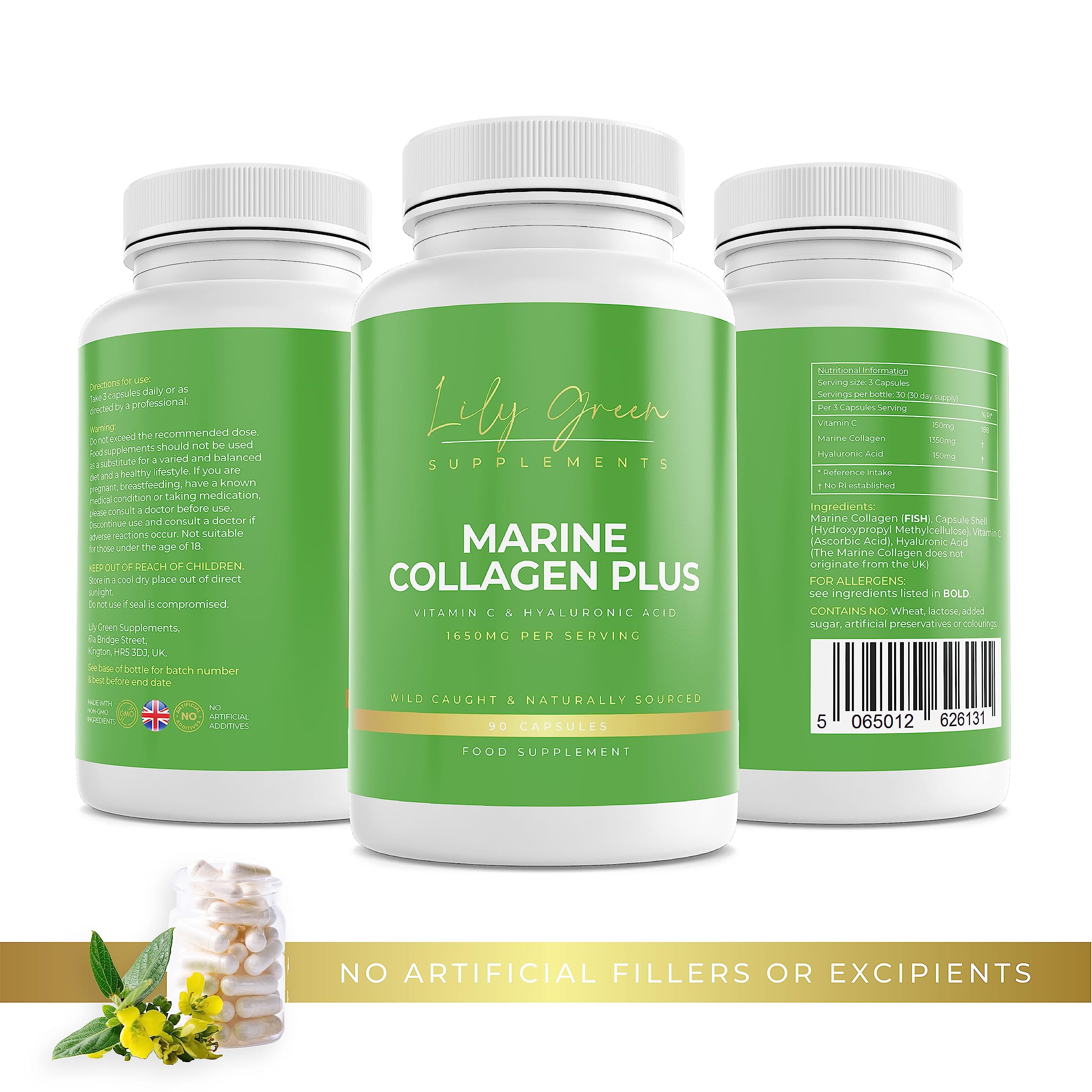 Lily Green | Marine Collagen with Hyaluronic Acid & Vitamin C - 1650mg per Serving Lily Green Supplements uk supplements