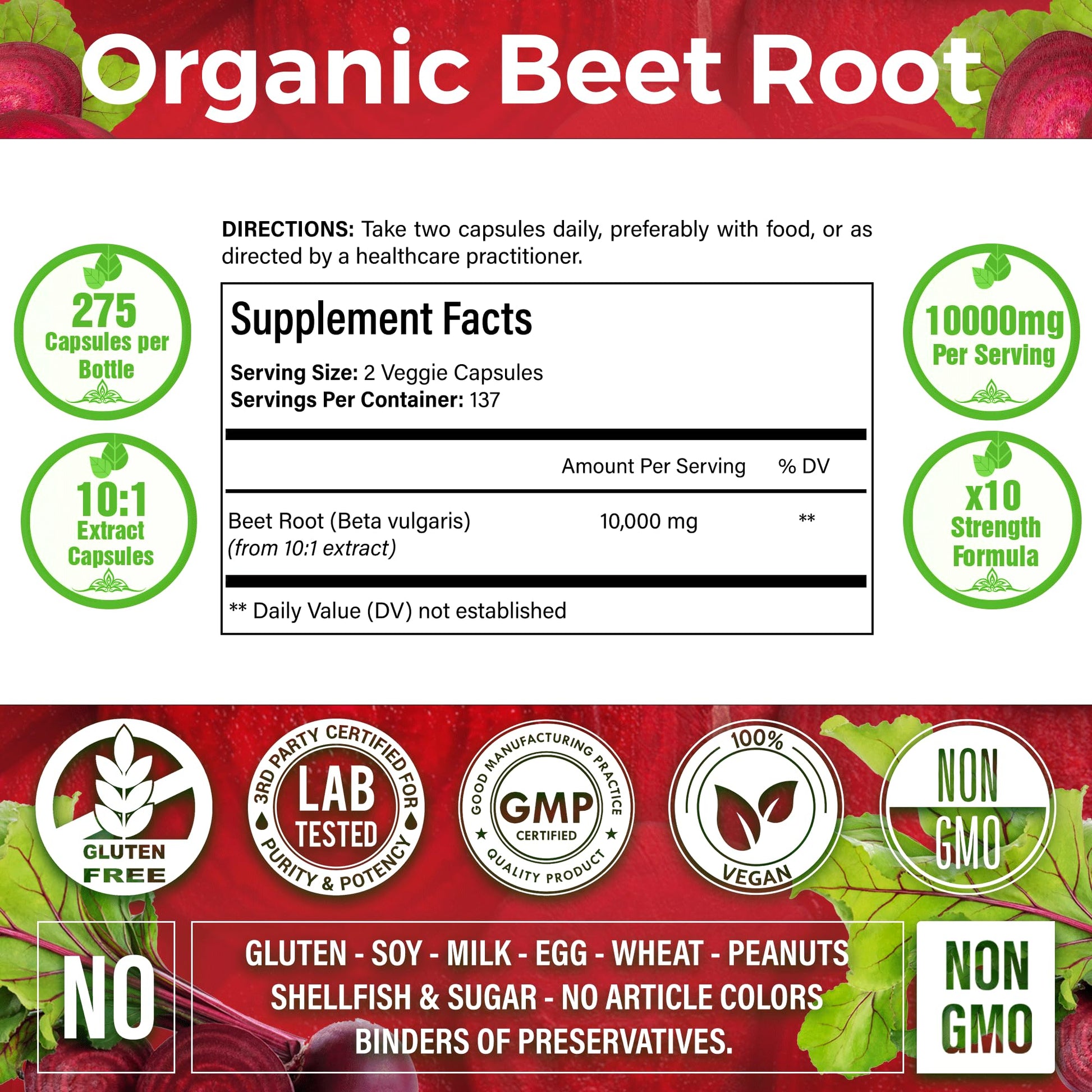 LaVitali 275 Beet Root Extract Capsules, 1000mg per Serving, High Concentrated Herbal LaVitali uk supplements