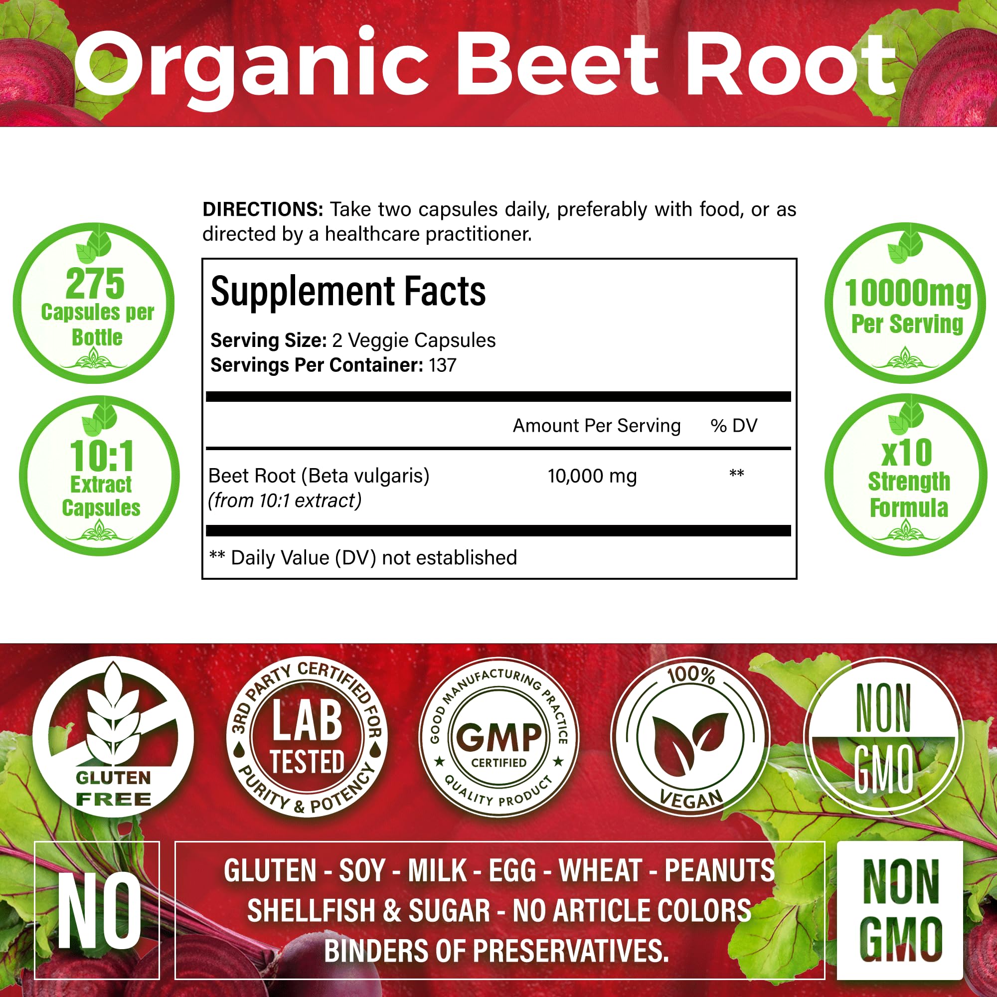 LaVitali 275 Beet Root Extract Capsules, 1000mg per Serving, High Concentrated Herbal LaVitali uk supplements