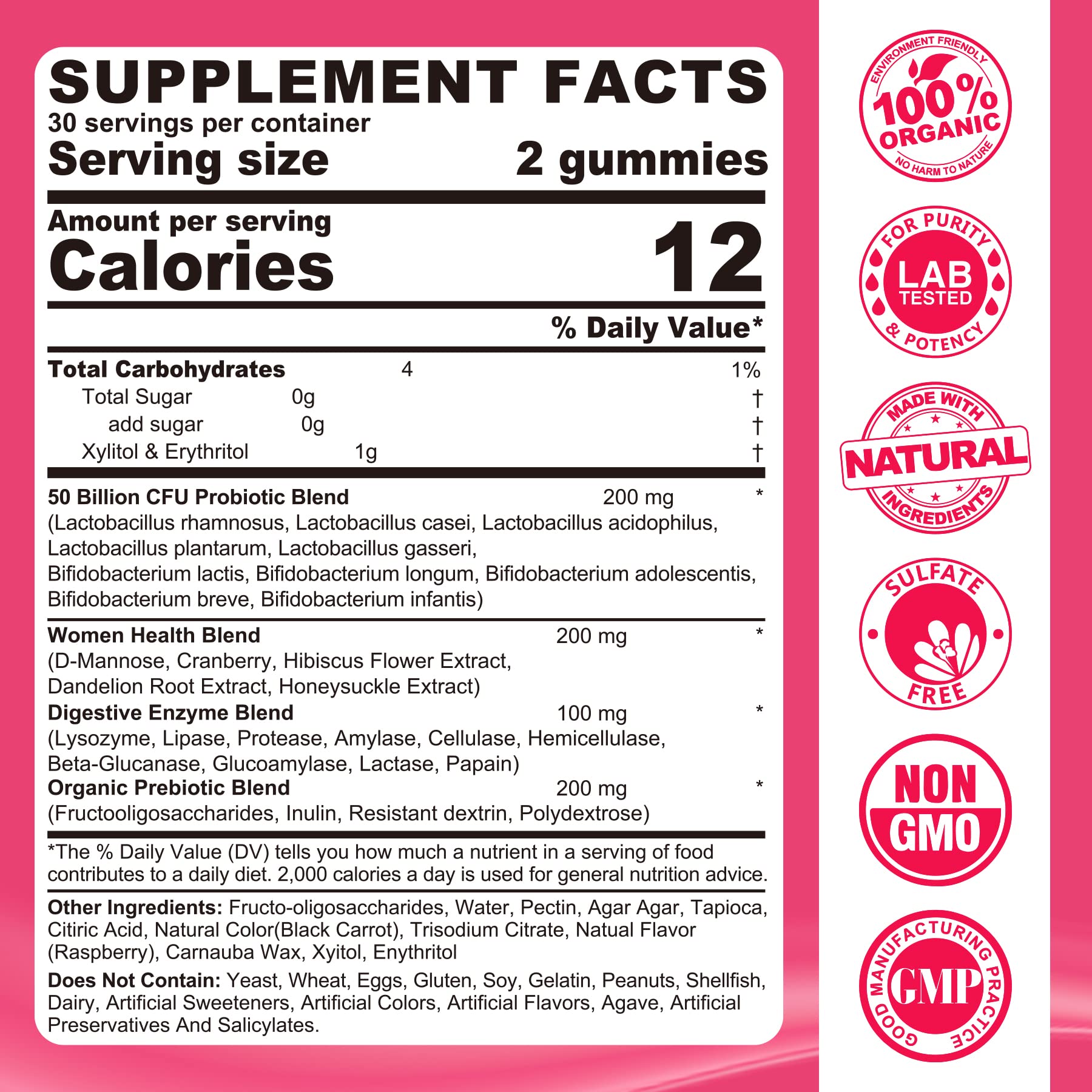 Probiotics for Women Gummies, Sugar Free Vaginal Probiotics 50 Billion CFU 10 Strains w/ Cranberry NEVISS uk supplements